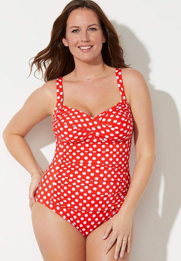 Plus Size Women's One Piece Swimsuit with Ruched Twist Front Design - Flattering Swimwear for Curvy Figures | Perfect for Beach Vacations, Pool Parties & Summer Getaways