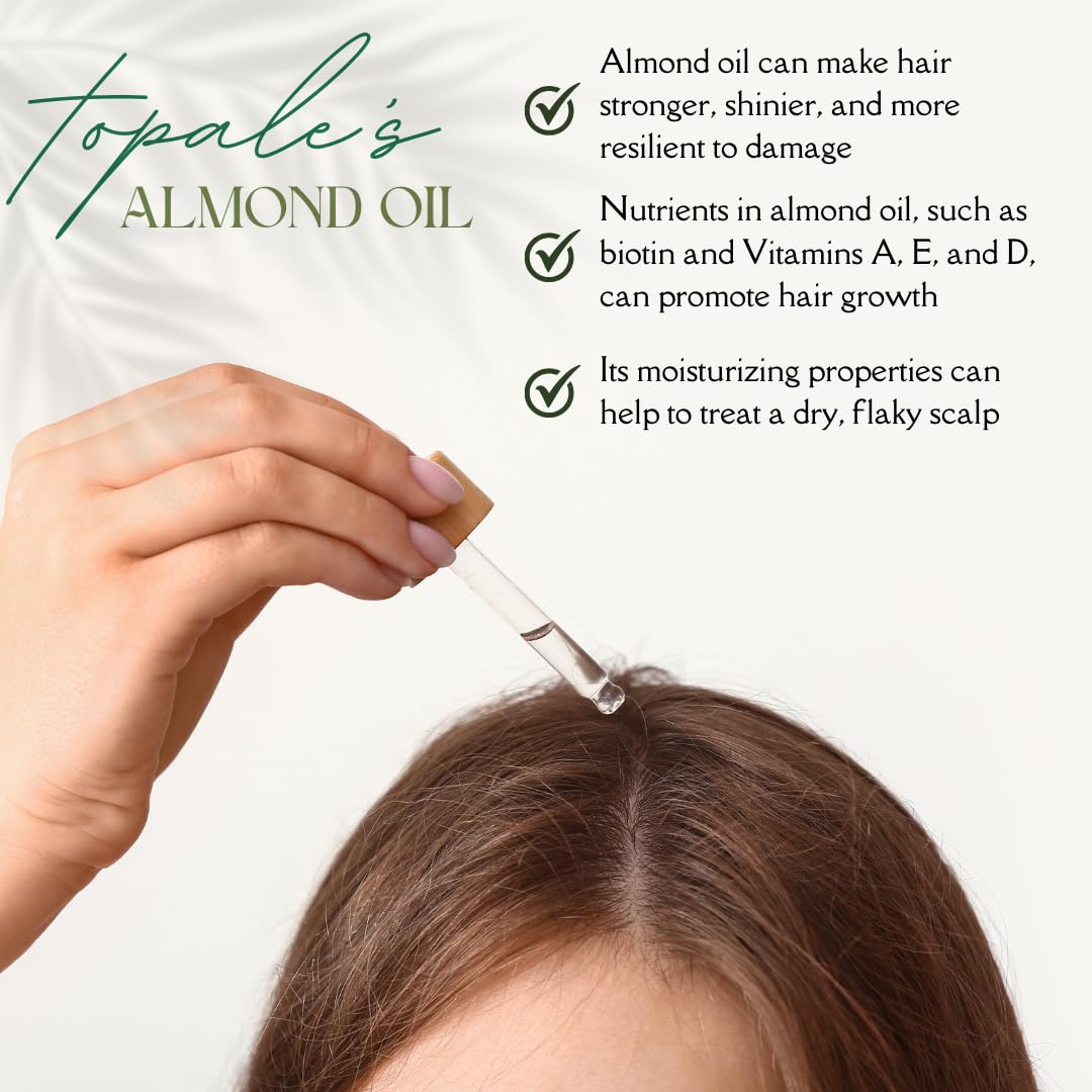 Topale's 100% Pure Cold Pressed Almond Oil 50ml - Vitamin E Rich Badam Oil for Face, Hair Growth & Baby Massage | Nourishes Skin & Strengthens Hair | Perfect for Daily Skincare, Hair Care & Infant Massage Routines