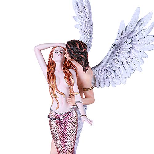 Hand-Painted Mermaid Princess & Prince Angel Resin Statue - Fantasy Figurine for Home Decor, Gift, or Collectible | Perfect for Bedroom, Living Room, or Office Display