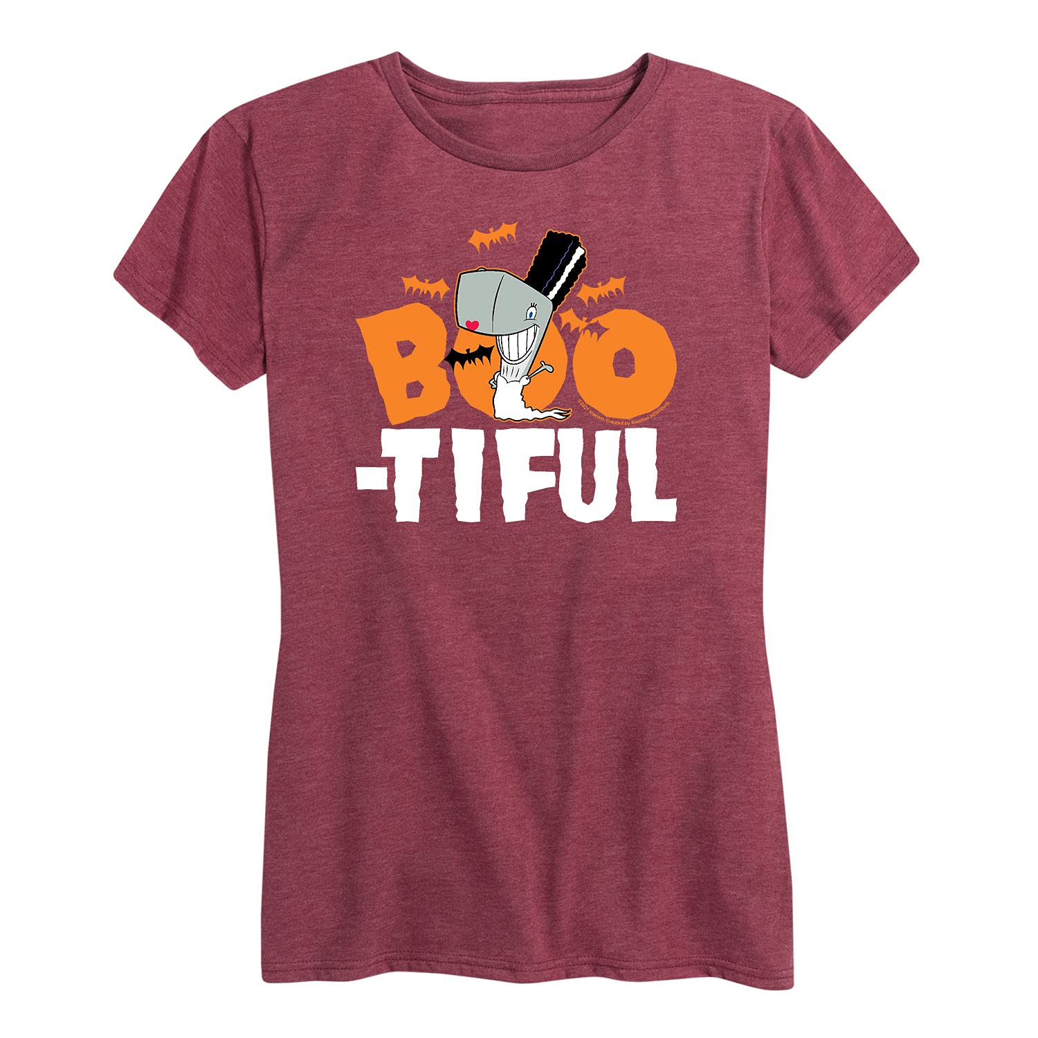 HYBRID APPAREL Women's Spongebob Squarepants Boo-Tiful Graphic T-Shirt | Short Sleeve Halloween Tee | Cute Cartoon Top for Casual Wear, Cosplay & Theme Parties