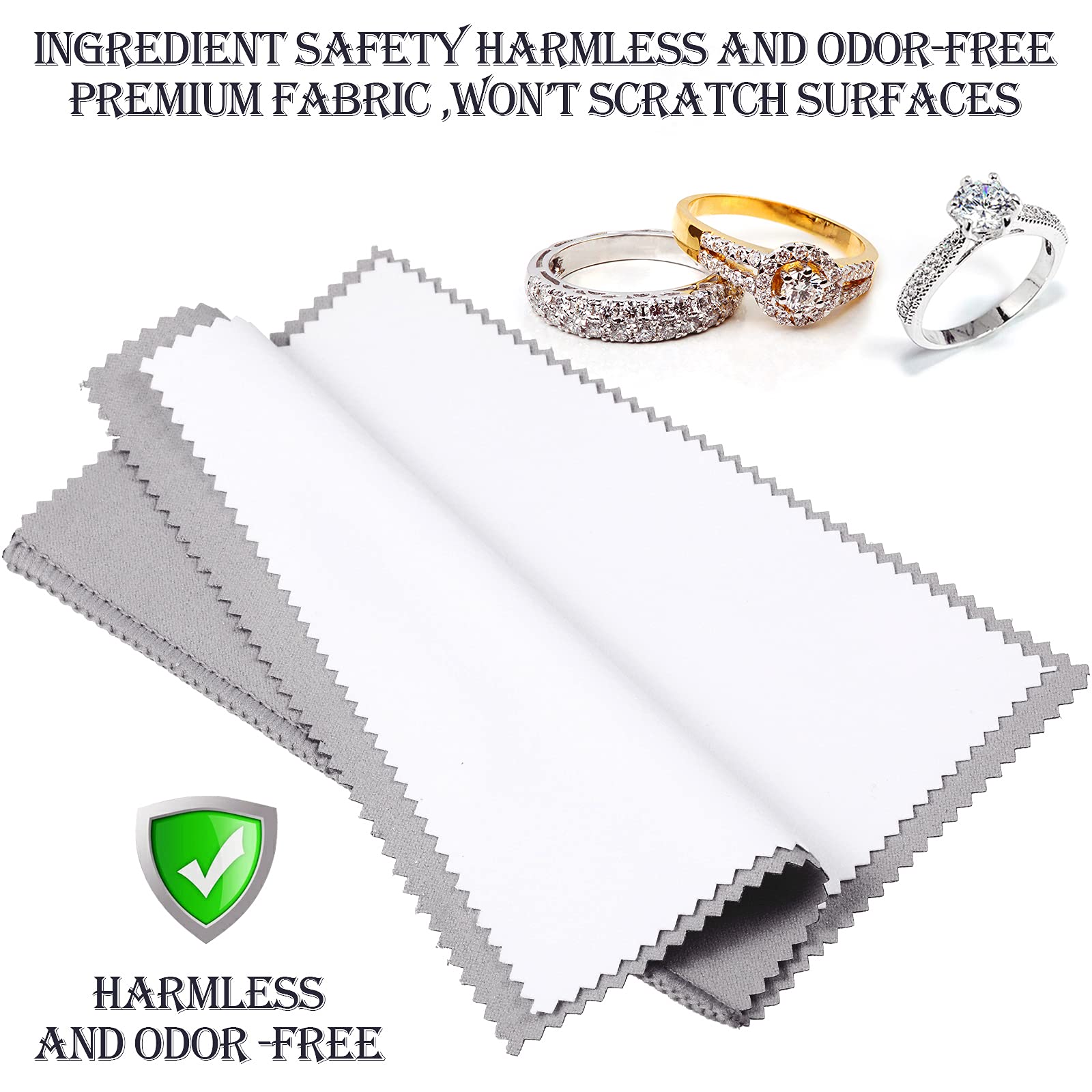 8-Piece Large Jewelry Polishing Cloth Set for Gold, Silver, Platinum - 11x14 & 6x8 Inch Cleaning Cloths for Jewelry, Coins, Watches & Silverware (Grey) - Perfect for Home, Travel & Professional Jewelry Care