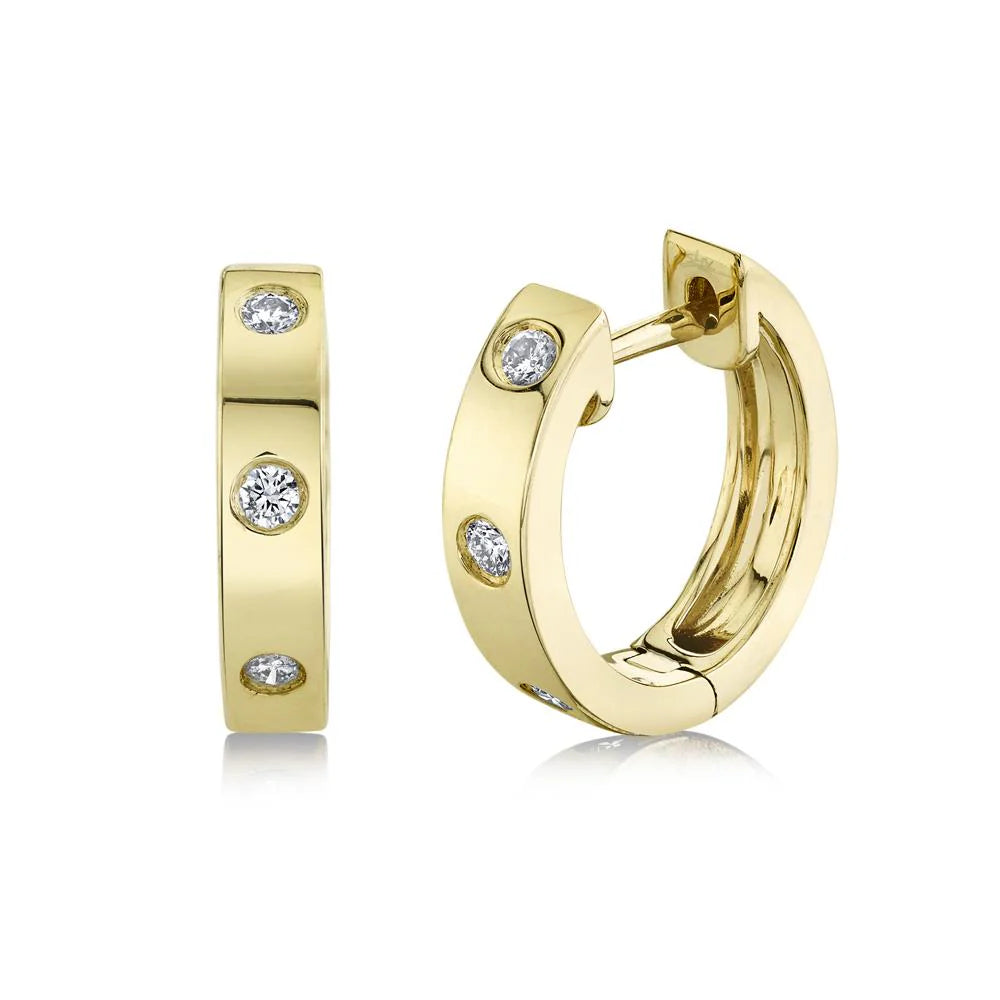 Shy Creation Diamond Huggie Earrings for Women - 14K Gold Hoop Earrings with Sparkling Diamonds, Minimalist Everyday Jewelry Gift | Perfect for Parties, Weddings & Date Nights