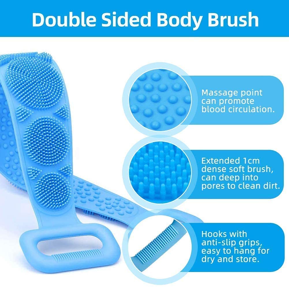 BullBear Silicone Body Scrubber & Massager - Dual Sided Exfoliating Bath Brush for Deep Skin Cleaning & Relaxing Back Massage - Multi Color (Pack of 1) - Perfect for Shower, Spa & Home Bathing Routine