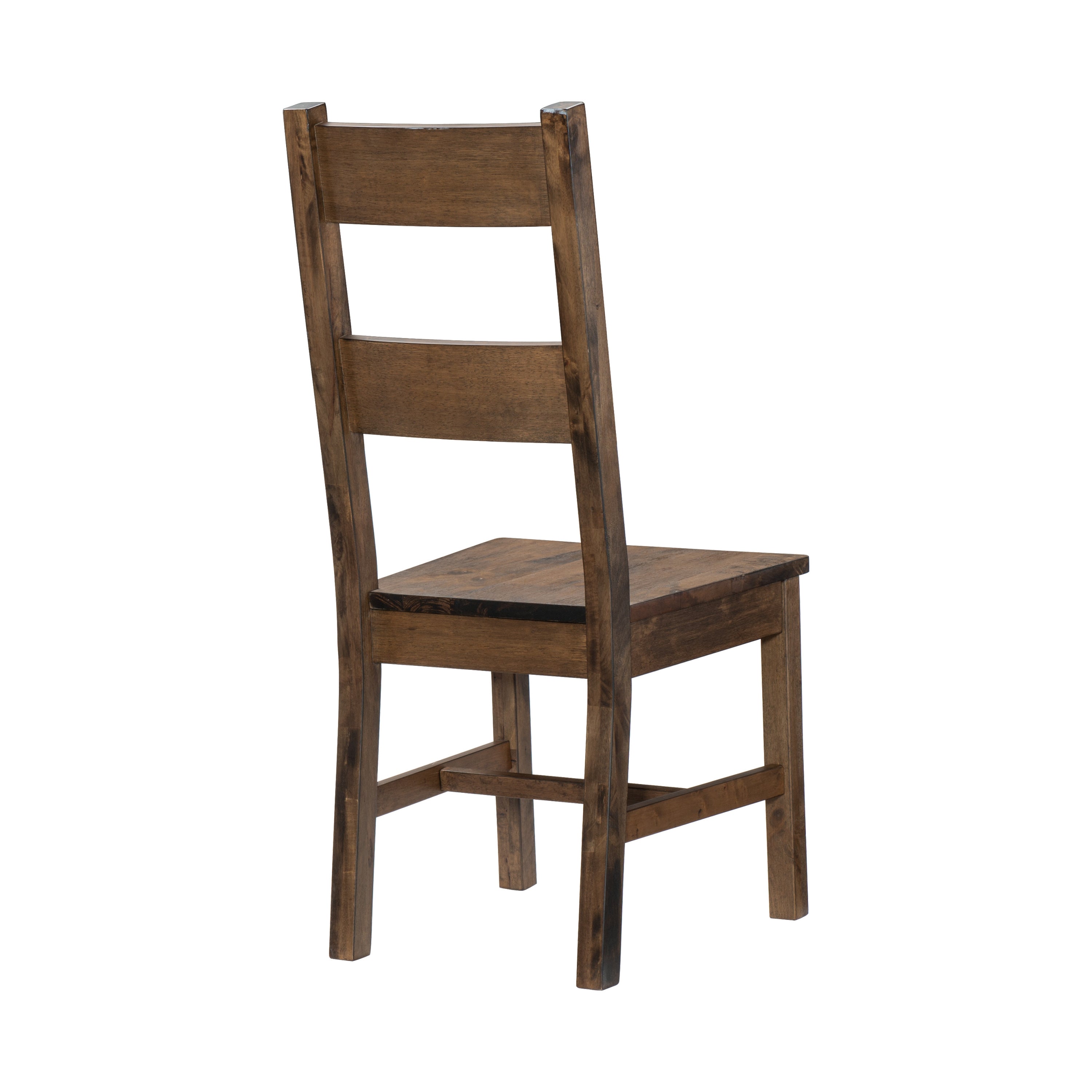 Solid Rubber Wood Dining Chairs Set of 2 - Classic Transitional Design with Burnished Brown Finish - Perfect for Kitchen, Dining Room & Small Space Furniture