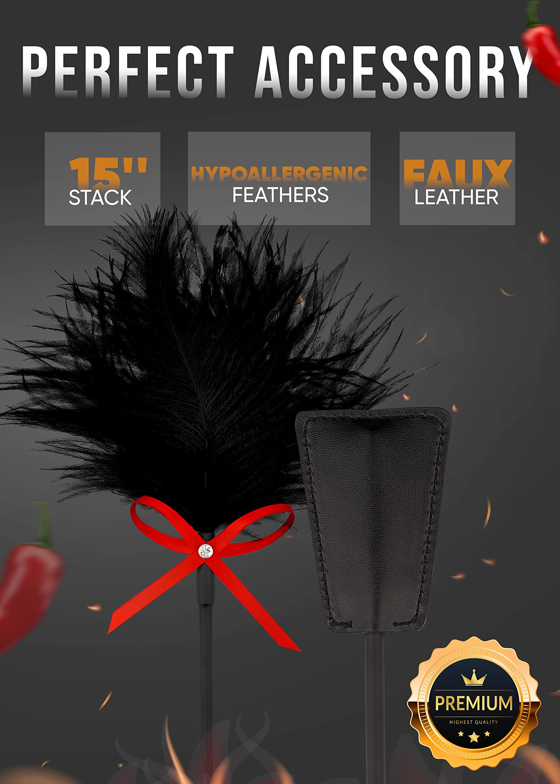 Premium SM Set - Flogger for Adults, BDSM Bondage Paddles & Whips, Sensual Ticklers - Perfect for Couples Play, Spanking, Sensory Exploration & BDSM Scenes