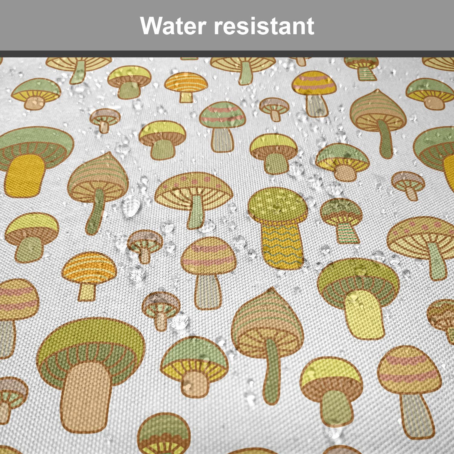 Lunarable Mushroom Chair Cushion Set of 12 - Nature Inspired Food Print with Anti-Slip Backing for Kitchen, Dining & Patio (16x16 Inch, Green Camel) - Perfect for Home Decor, Outdoor Seating & Gift Giving