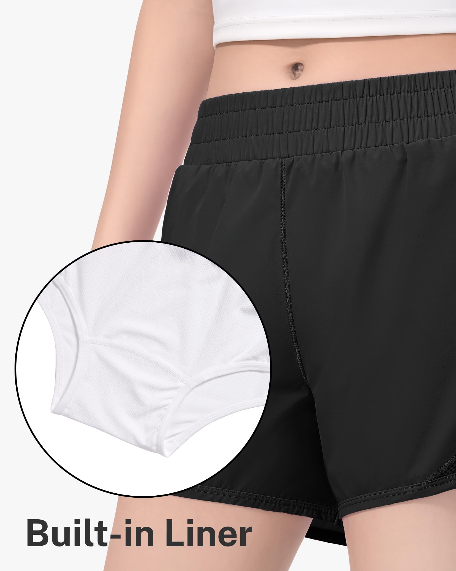HASMES Girls' Athletic Shorts with Zip Pockets - Lightweight Running & Soccer Shorts for Kids Ages 5-14 Years - Perfect for Sports, Gym & Outdoor Activities
