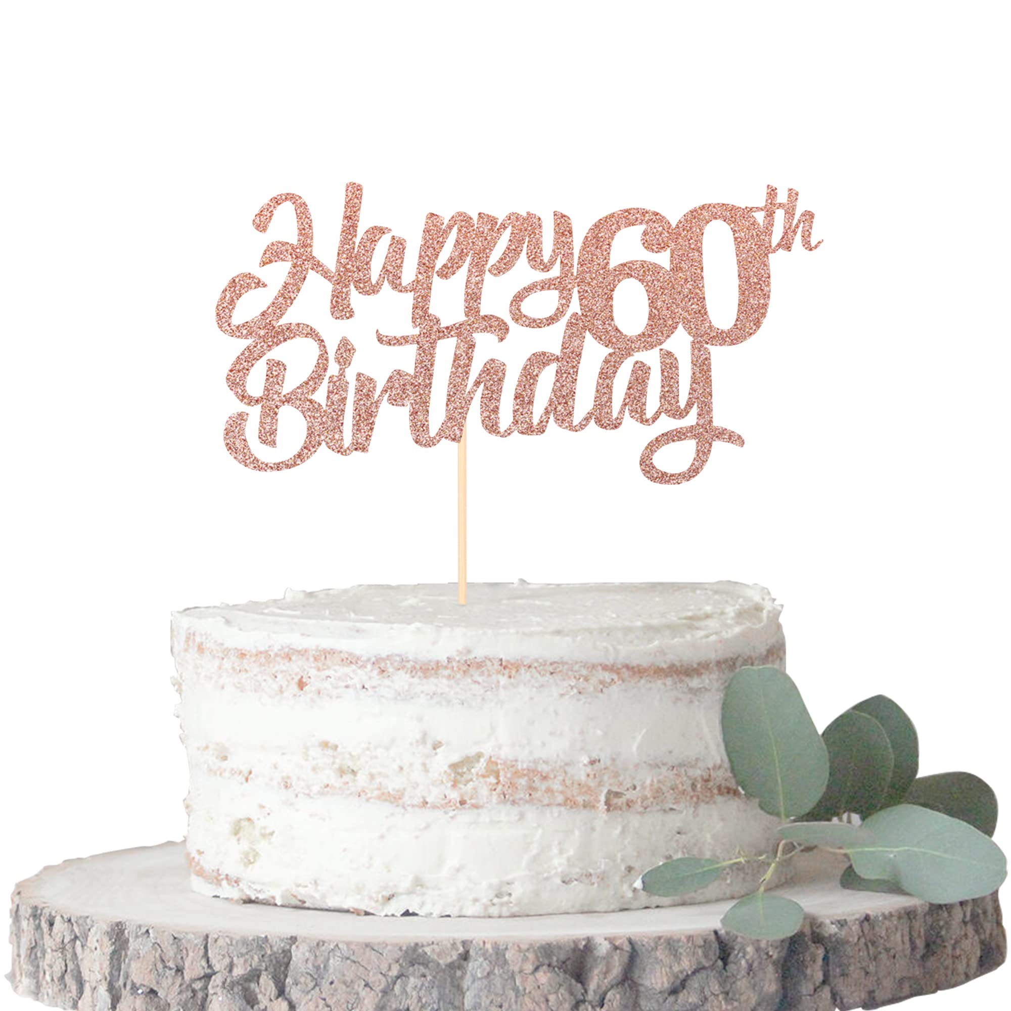 60th Birthday Cake Topper Set - Glitter 'Cheers to 60 Years' Cake Picks & Decorations for 60th Birthday Party Supplies (Rose Gold) - Perfect for Milestone Celebrations, Retirement Parties & Anniversary Cakes
