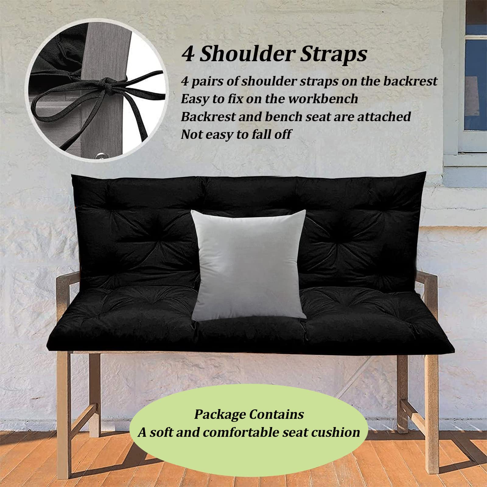 Outdoor Swing Replacement Cushions - Washable 2 or 3 Seater with Backrest for Garden, Patio, Indoor & Balcony Use | Durable Bench Seat Cushions for Comfortable Relaxation