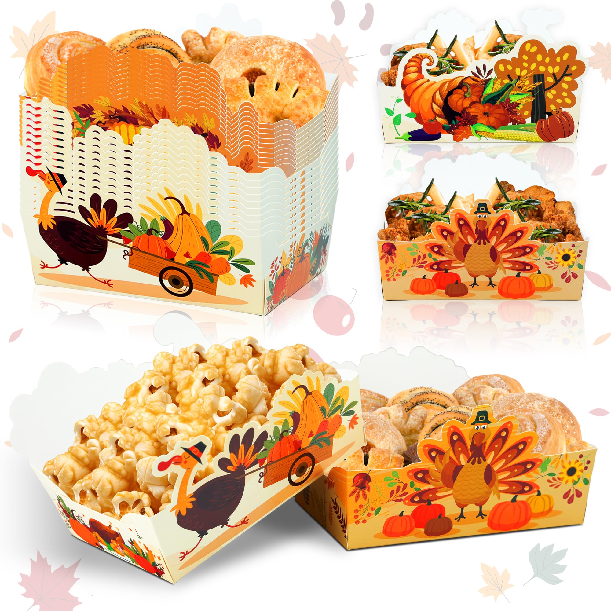 24-Piece Thanksgiving Snacks Bowl Set - Disposable Food Trays for Holiday Parties, Fall-Themed Decorations - Perfect for Thanksgiving Gatherings, Autumn Celebrations & Family Reunions