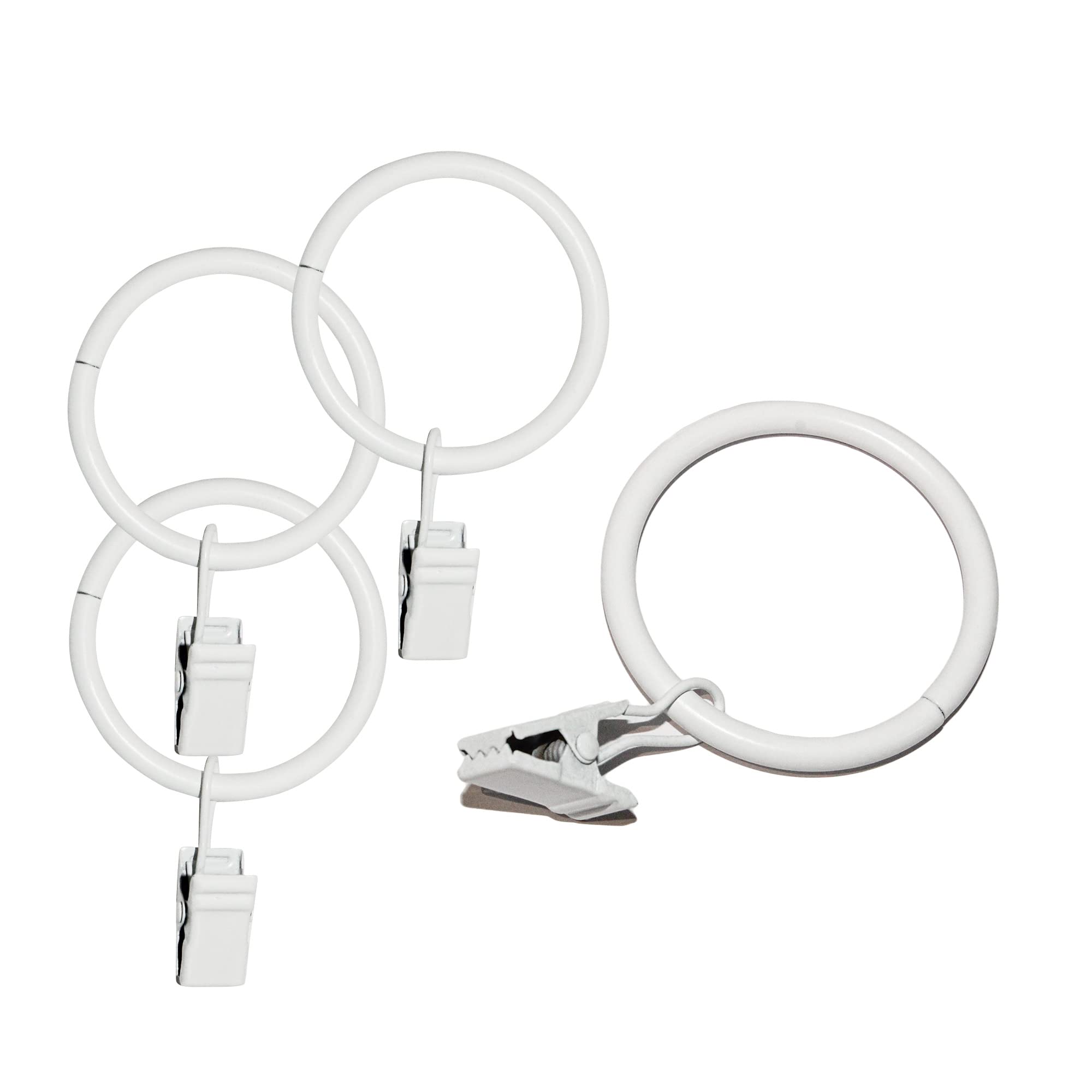 TRMESIA White Curtain Rings with Clips - 15 Pack, 1.5