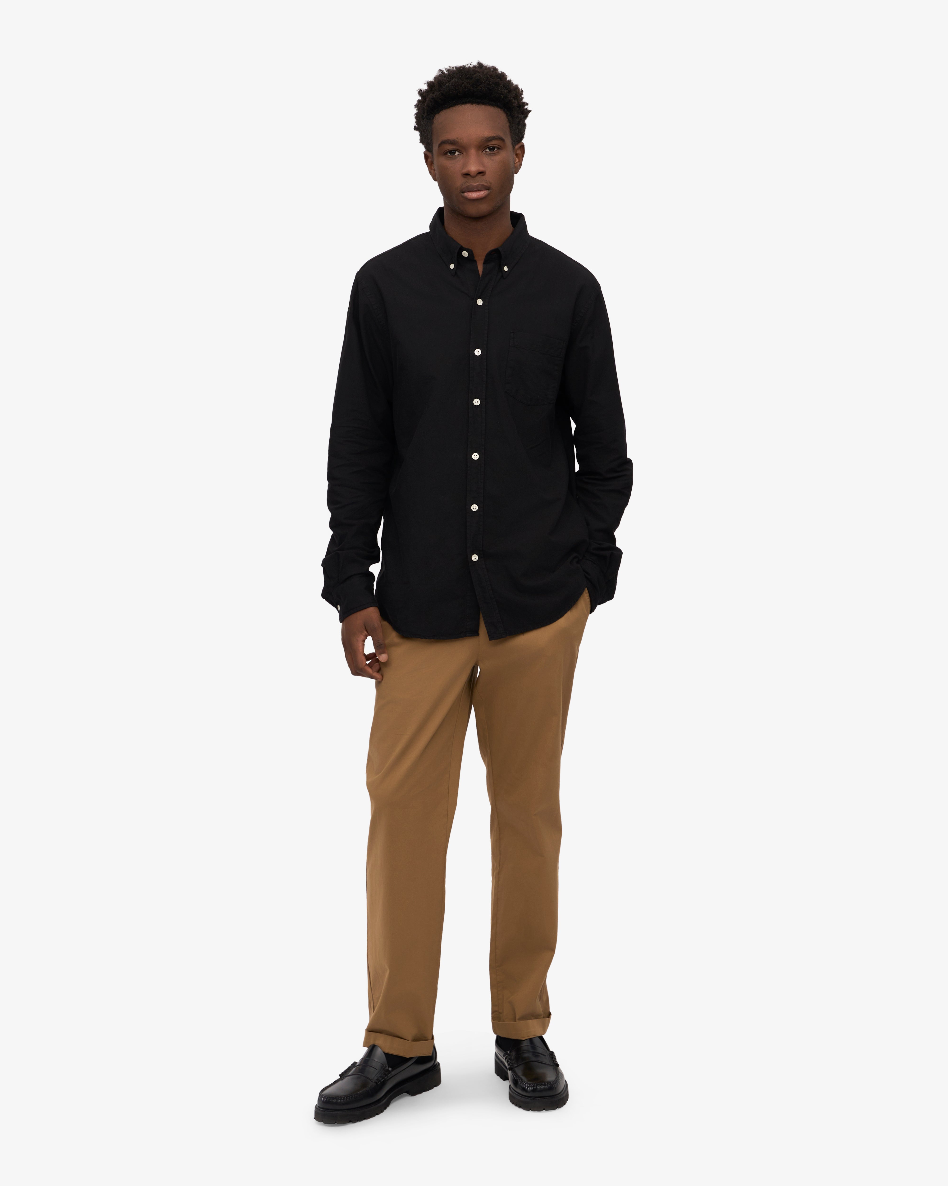 Organic Cotton Button Down Shirt for Men - Deep Black - Comfortable Casual & Business Wear for Office, Dating & Outdoor Activities