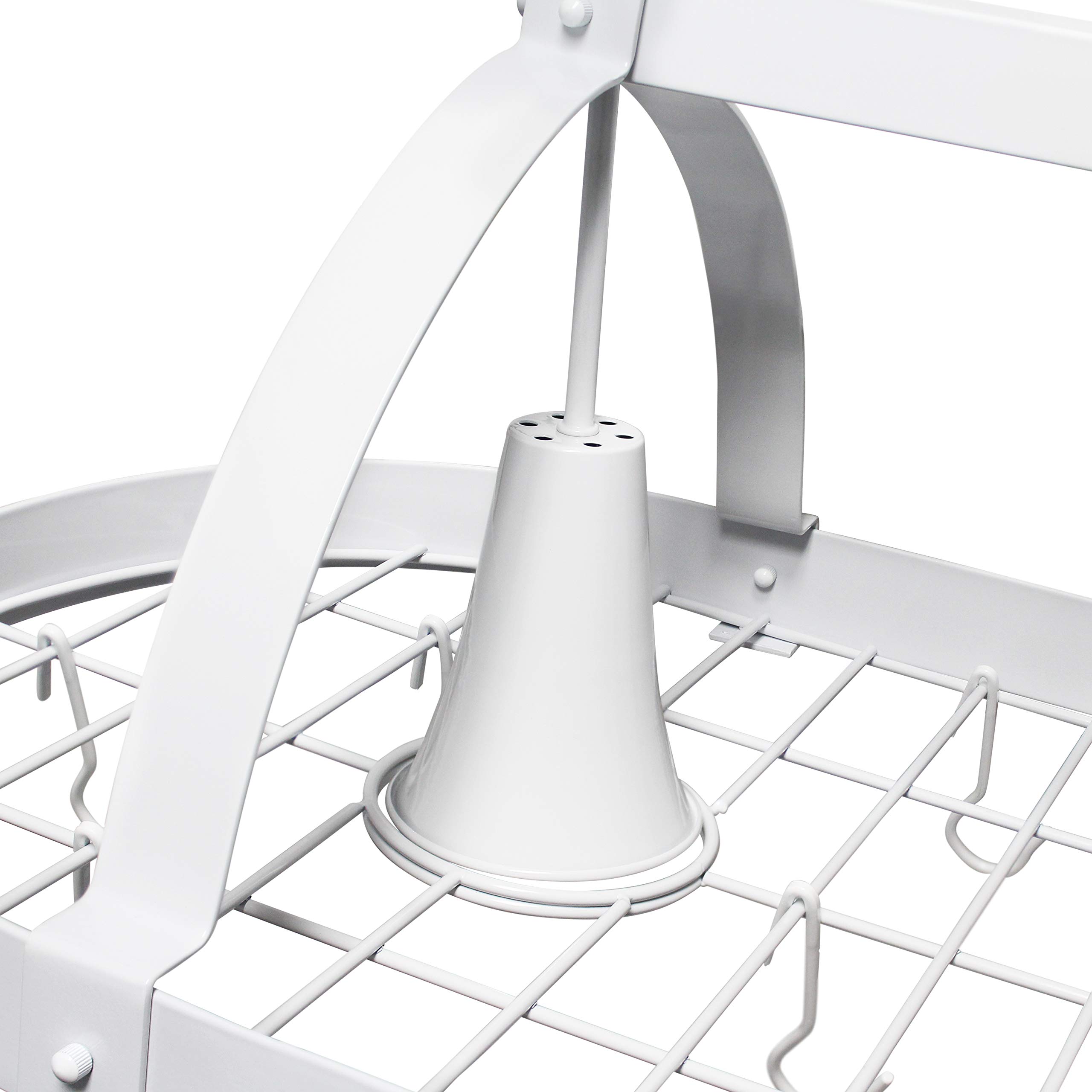 Elegant Designs PR1000-WHT 2-Light Kitchen Pot Rack with Built-in Downlights - White | Modern Hanging Cookware Organizer for Home & Restaurant Use