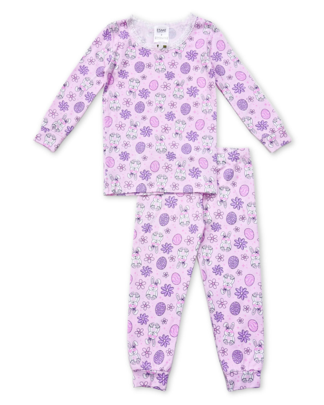 Soft Pink Bunny Print Pajama Set for Women - Cozy Sleepwear & Lounge Outfit for Bedtime, Relaxing at Home, and Sleepovers