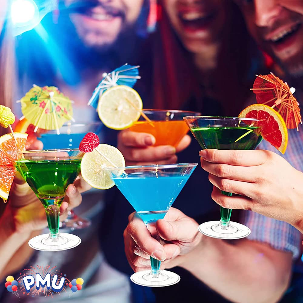 Disposable Plastic Martini Glasses - 10-Pack Reusable Cocktail Cups for Whiskey, Margarita & Home Bar Parties - Clear Drinkware for Entertaining & Events