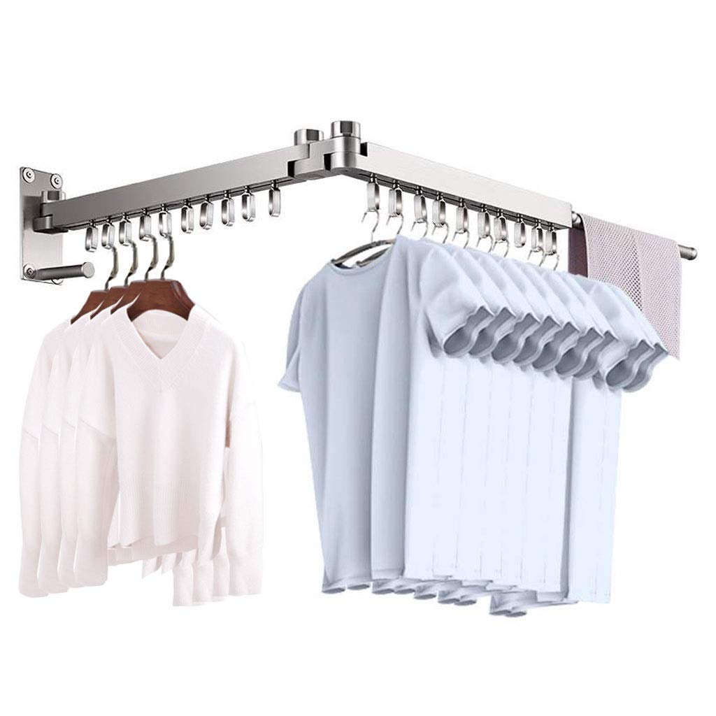 Stainless Steel Wall Mounted Folding Clothes Dryer Rack - Extendable Space Saving Laundry Airer for Bathroom, Towel & Rag Hanger - Perfect for Small Apartments, Dorms & RVs