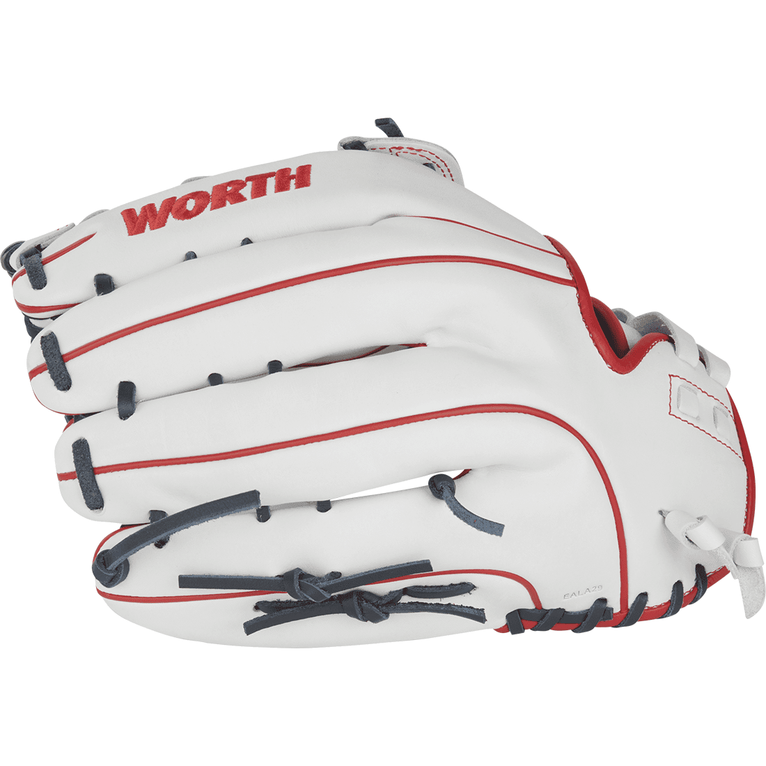 **Worth Freedom Series Slowpitch Softball Glove - White/Navy/Red (WWF130 6WNS) | Premium Leather, Comfortable Fit for Baseball & Softball Players | Ideal for Games, Practice & Training**