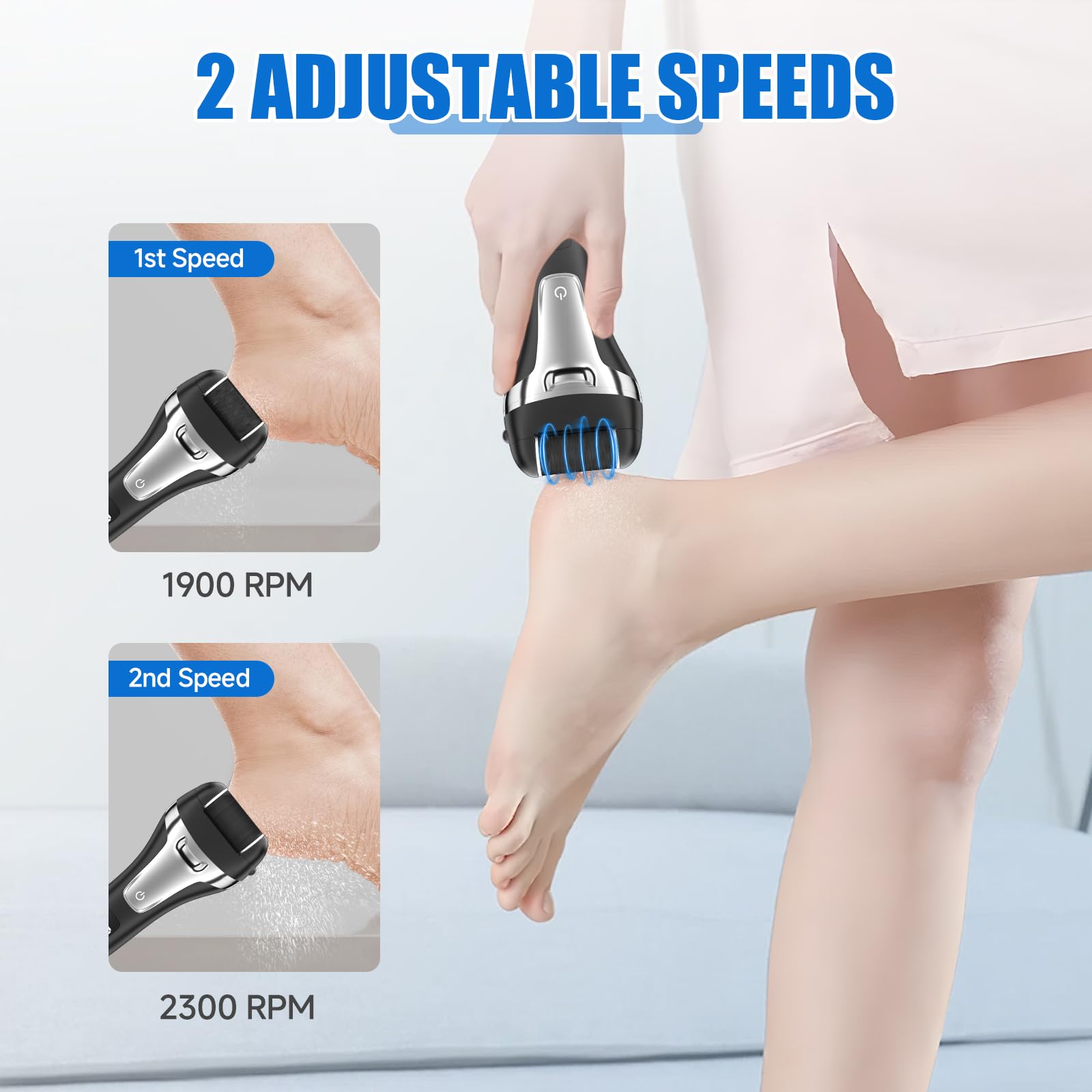 Professional Electric Callus Remover for Feet - Rechargeable Waterproof Pedicure Tool Kit with Foot File & Dead Skin Scrubber | Perfect for Home Spa, Pedicures & Dry Cracked Heel Care