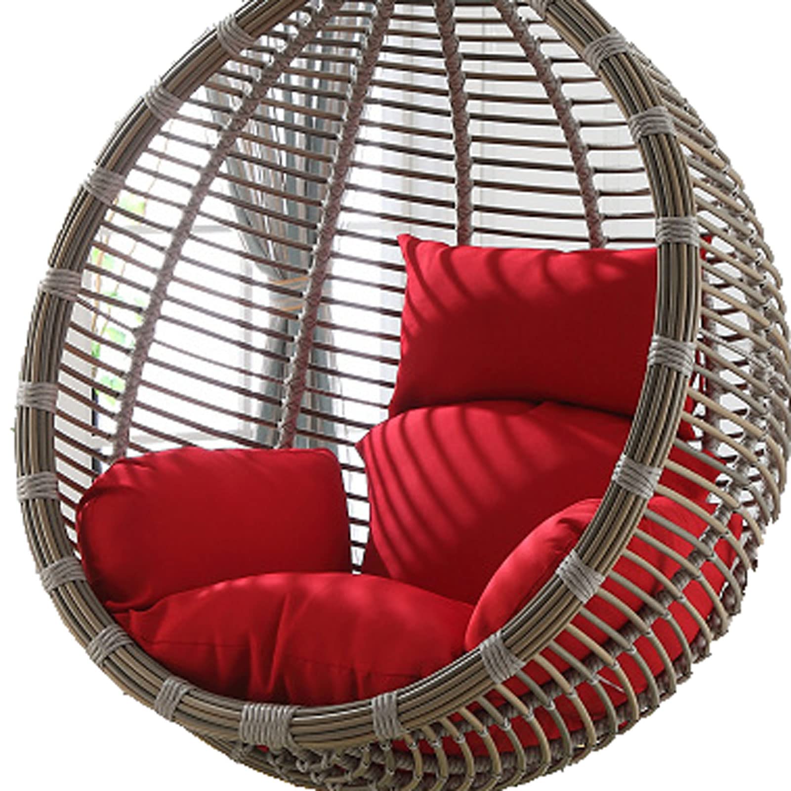 **Waterproof Hanging Egg Chair Cushion Replacement – Adjustable Headrest, Easy to Remove & Wash – Indoor/Outdoor Swing Chair Cushions (Red) – Perfect for Patio, Garden, or Balcony Relaxation**