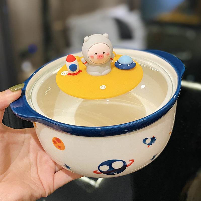 Korean Bear Ramen Bowl - Ceramic Instant Noodle Soup Bowl with Cute Bear Design | Perfect for Home, Office & Gift Giving