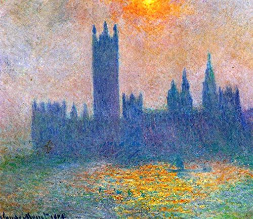 Claude Monet Houses of Parliament Sunlight in Fog 20x25 Inch Premium Canvas Print - Perfect for Living Room, Office & Home Decor