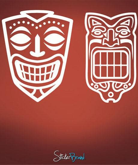 Hawaiian Tiki Mask Vinyl Wall Decal Sticker - Tropical Home Decor for Living Room, Bedroom, or Office - #543