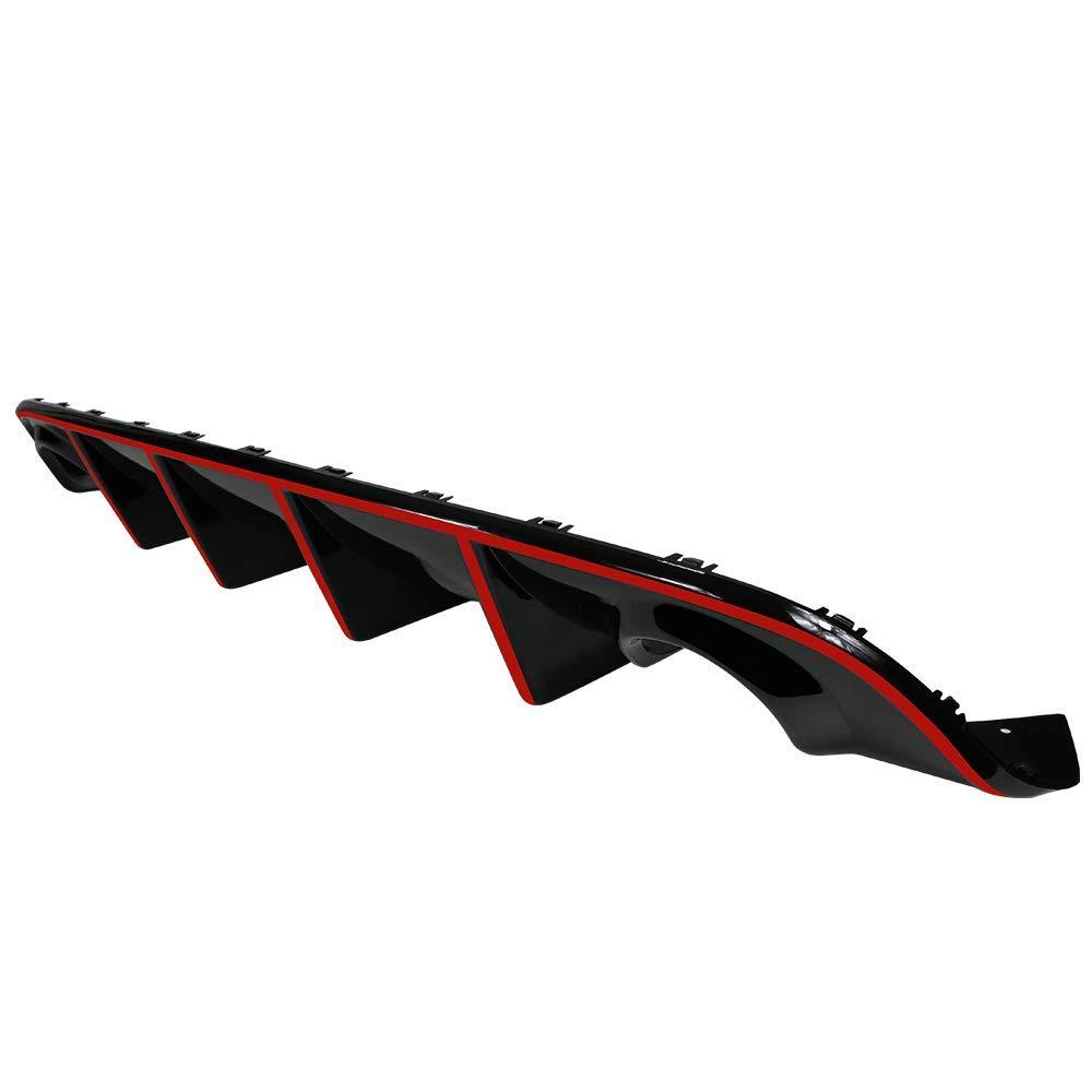 IKON MOTORSPORTS Bumper Lip Spoiler for 2015-2023 Dodge Charger SRT - Factory Style Rear Diffuser with Red Reflective Tape - Enhances Aerodynamics & Sporty Look for Street Racing & Car Shows
