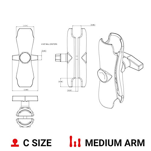 RAM Mounts RAM-201U Medium Double Socket Arm for 1.5