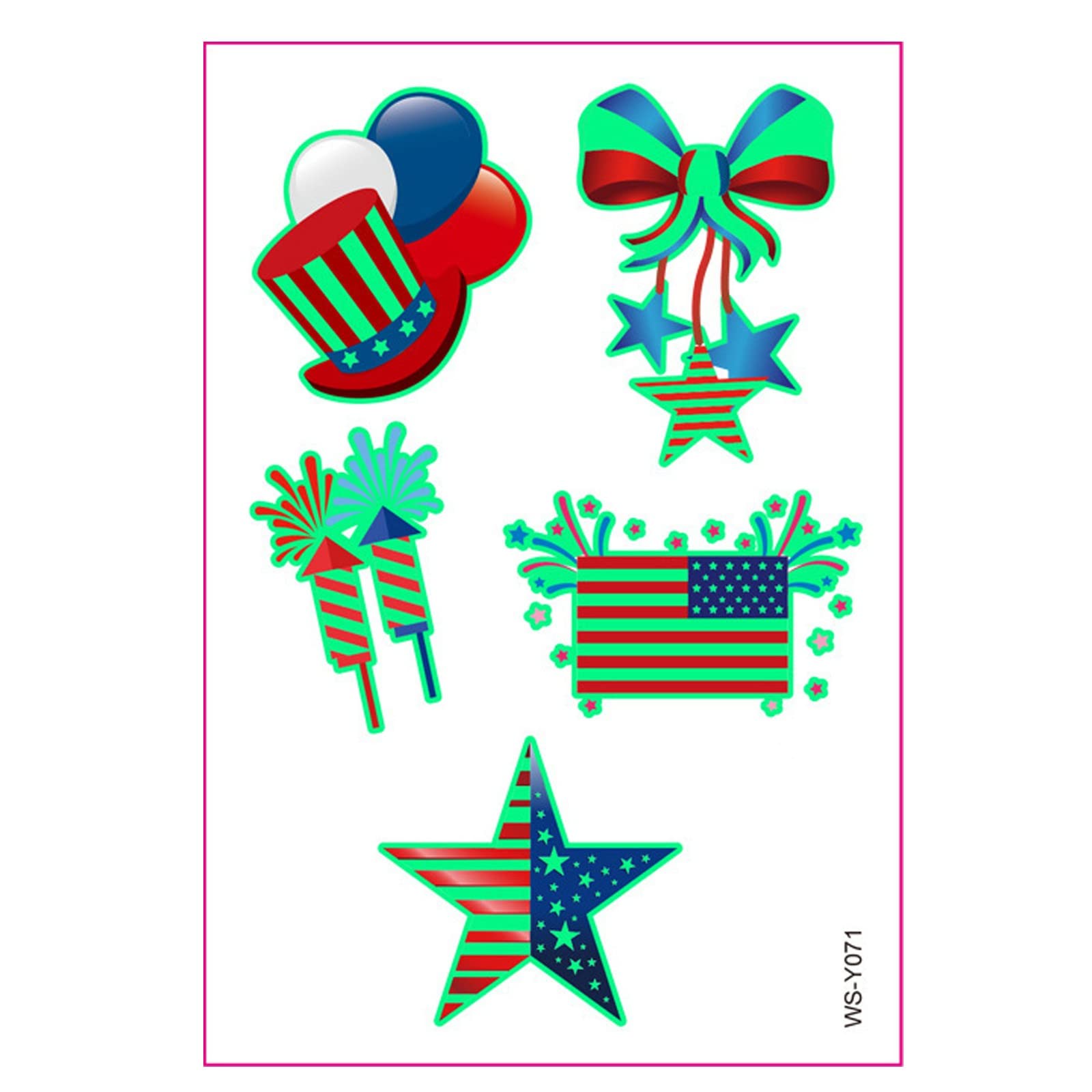 Glow in the Dark Patriotic Temporary Tattoos - Independence Day Baby Sticker Set with Soft LED Box Lights for Party Decorations | Perfect for 4th of July Celebrations, Baby Showers & Patriotic Events