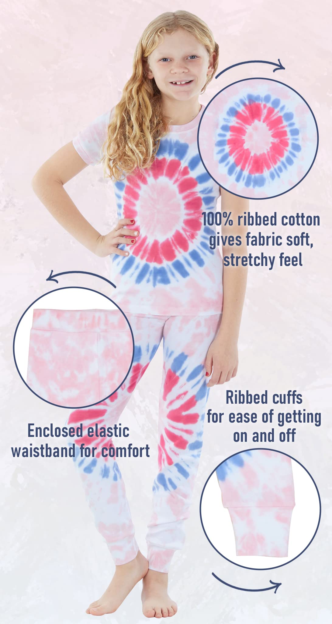 Girls & Boys Tie Dye Cotton Pajama Set - Short Sleeve Snug Fit Sleepwear for Kids | Perfect for Sleepovers, Summer Nights & Cozy Bedtime