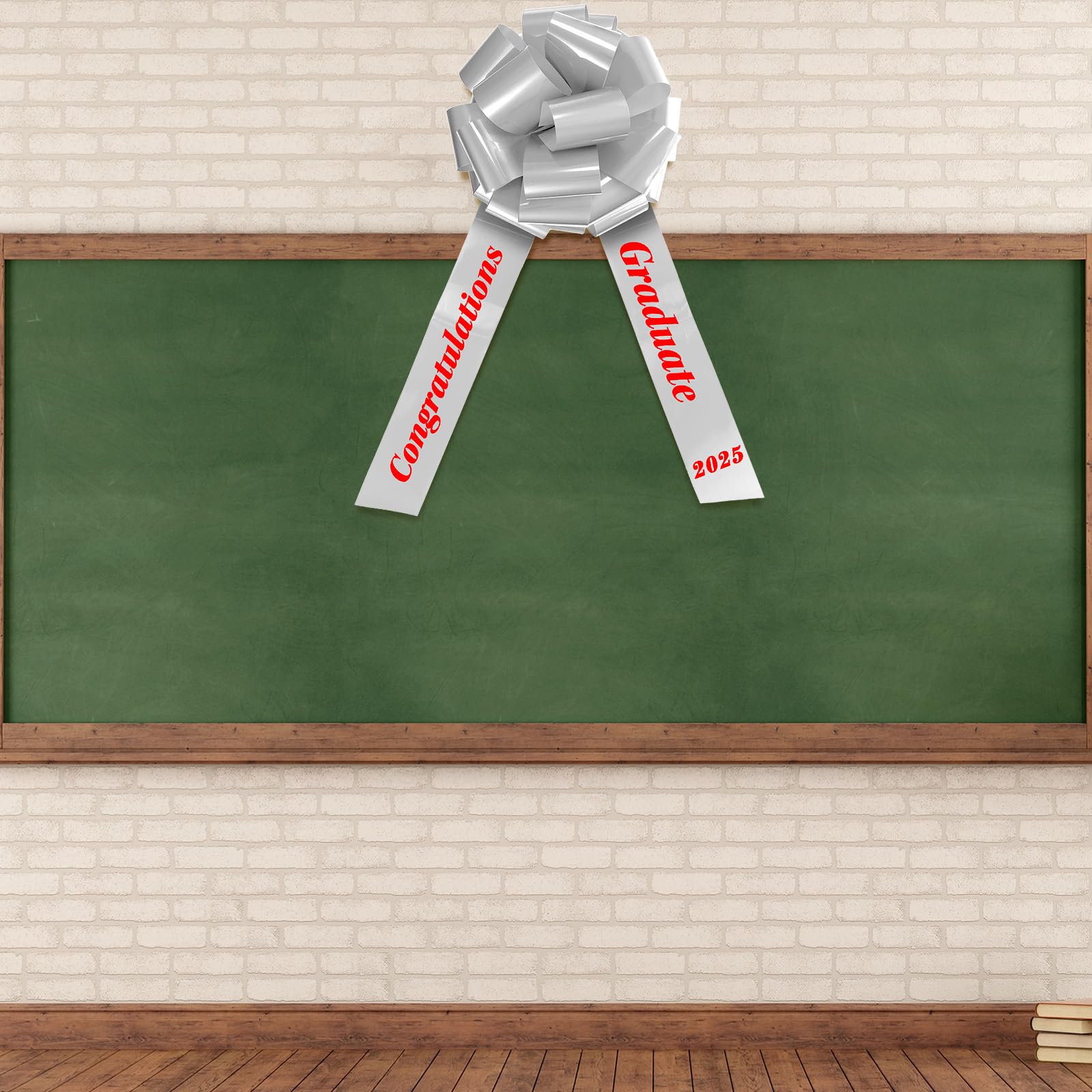 WILLBOND 20 Inch Large Graduation Car Bow - Giant Silver Graduation Ribbon Decor for 2025 Graduates | Perfect for Car Decorations, Graduation Gifts, Birthday Parties & Celebration Events