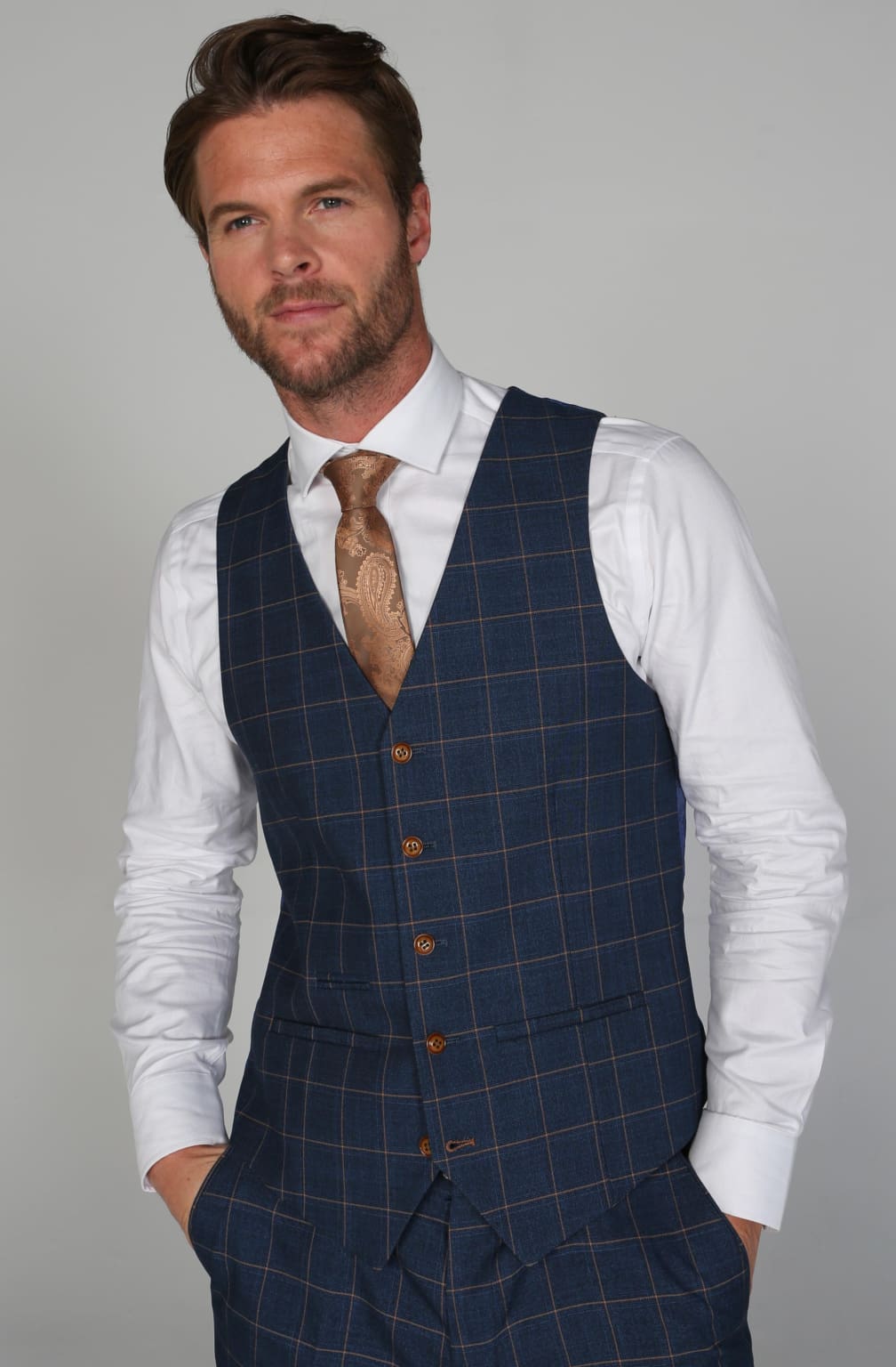 Hamleys Navy Blue Men's Three Piece Suit | Formal Business Attire | Perfect for Weddings, Office & Special Occasions