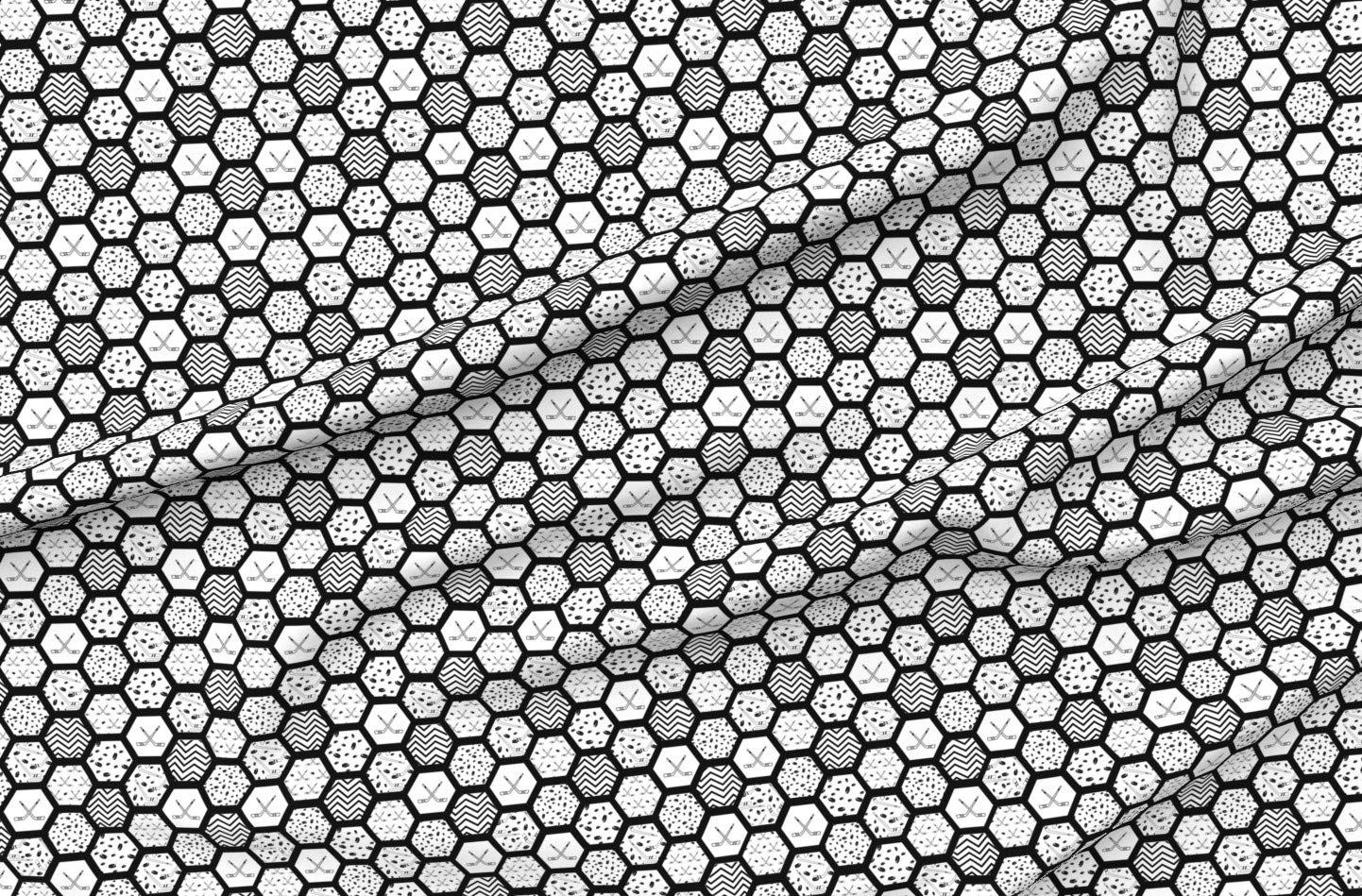 Hockey Sports Hexagon Quilt Topper - Printed Minky Fabric Fat Quarter for Baby Blankets, Quilt Backing & Sewing Projects - Soft Plush Wholecloth Cheater Quilt Patchwork - Perfect for Nursery Decor, DIY Crafts & Cozy Home Textiles