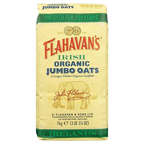 Flahavan's Organic Jumbo Rolled Oats 1kg - Whole Grain, Gluten-Free Breakfast Cereal - Perfect for Oatmeal, Baking & Smoothies