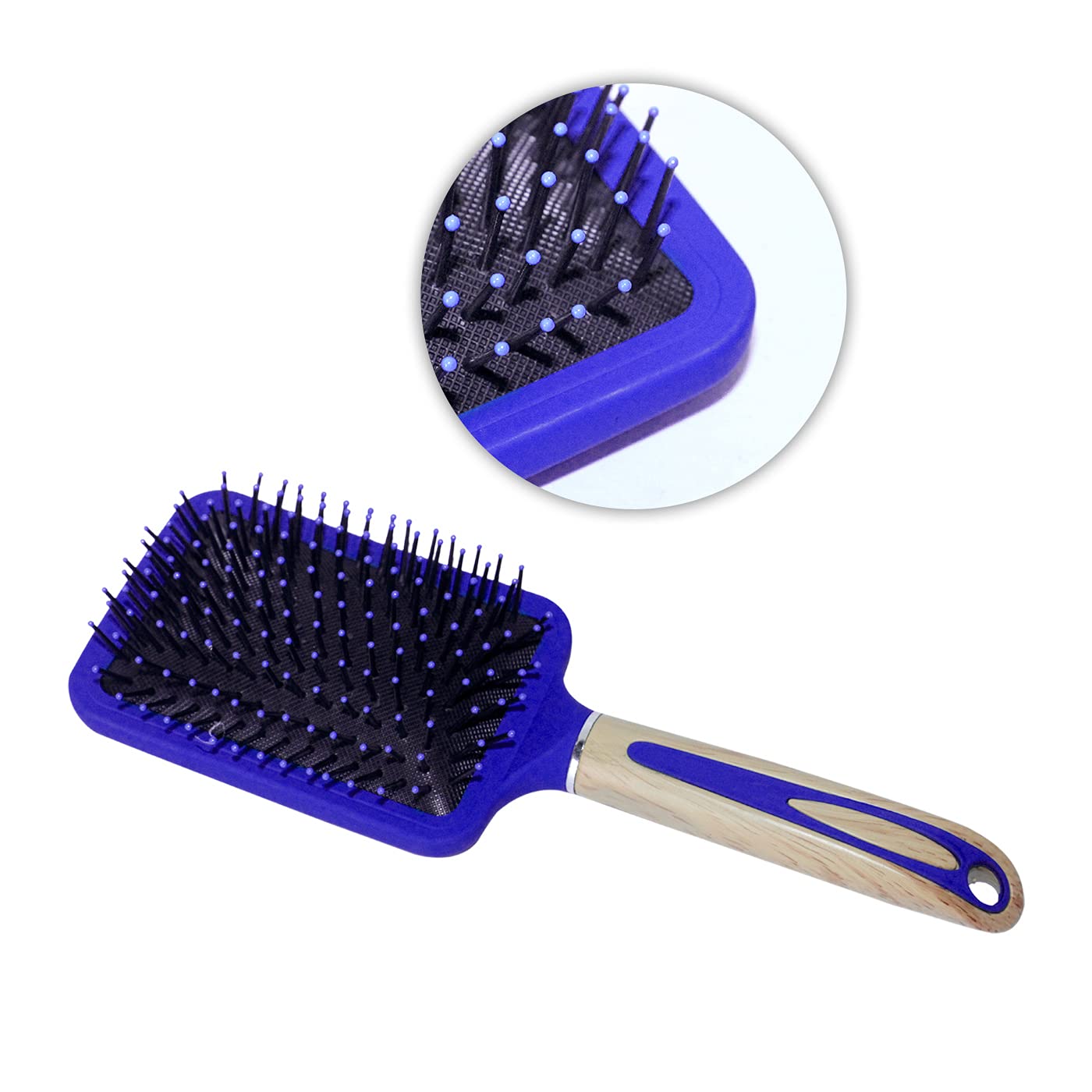 AASA Professional Wooden Handle Paddle Hair Brush for Women & Men - Detangling & Styling Hair Brush (Blue) - Perfect for Daily Hair Care, Salon Styling & Smoothing Frizzy Hair
