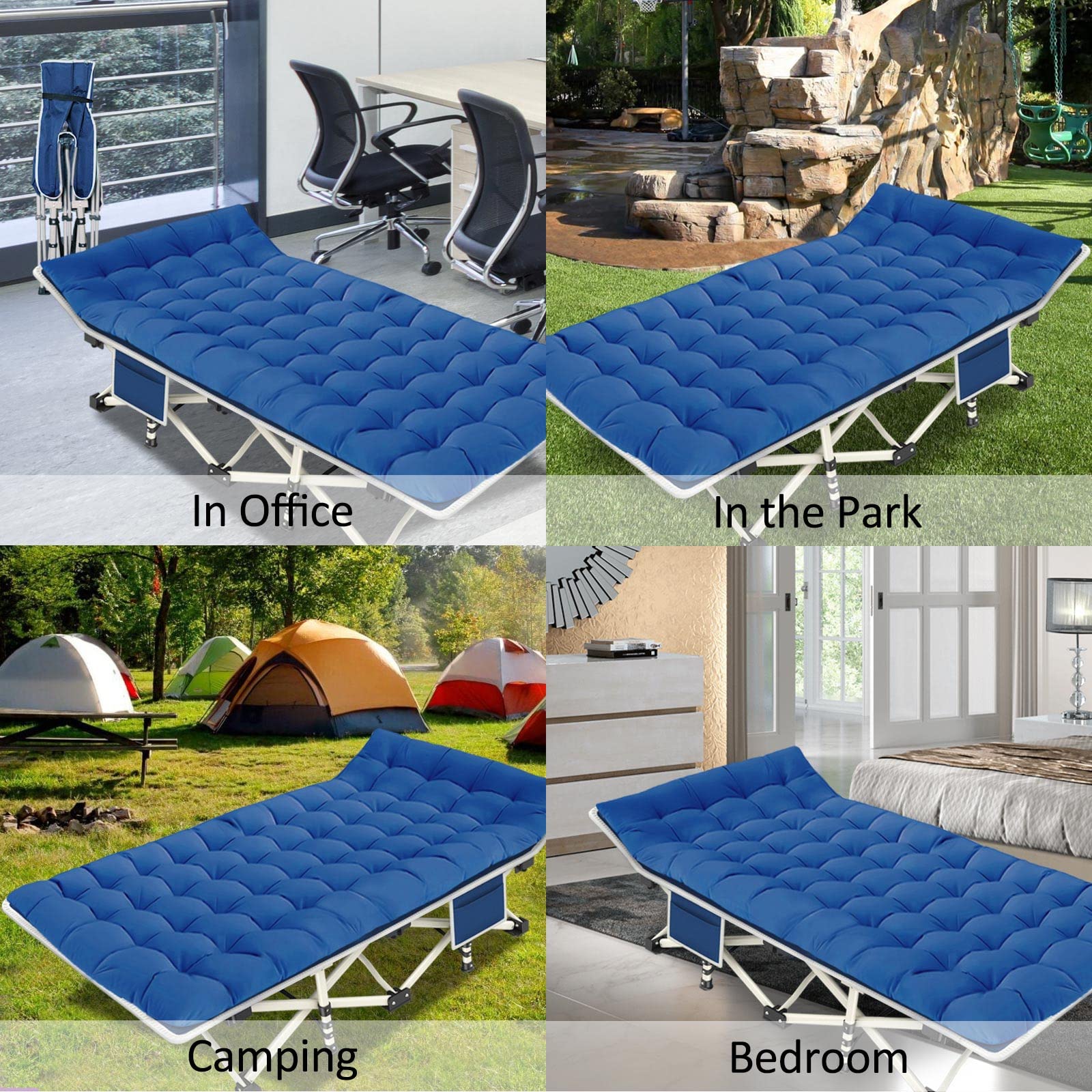 2 Pack Heavy Duty Camping Cot with Comfortable Mattress - Portable Folding Sleeping Bed for Adults, Includes Carry Bag - Perfect for Outdoor Camping, Backpacking, Hiking & Beach Trips
