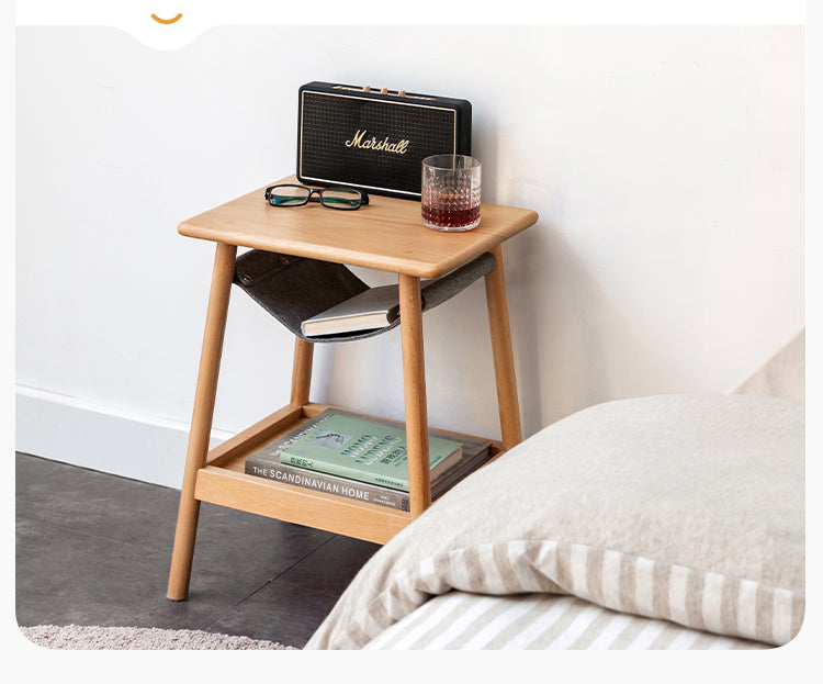 Solid Beech Wood Small Square Coffee Table - Modern Minimalist Side Table for Living Room, Bedroom, or Office - Perfect for Coffee, Books, and Decor