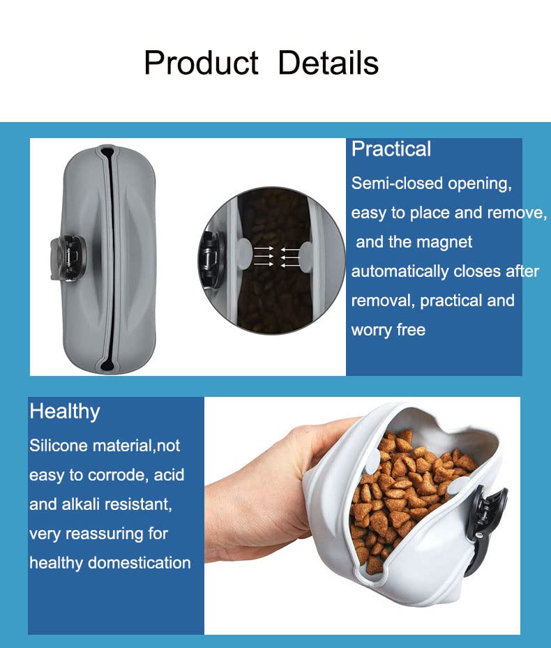 Premium Silicone Dog Training Treat Pouch with Magnetic Buckle - Portable Waist Bag for Pet Rewards & Outdoor Activities - Durable, Leak-Proof & Hands-Free Dog Treat Holder (Black) - Perfect for Dog Walking, Obedience Training & Hiking Adventures