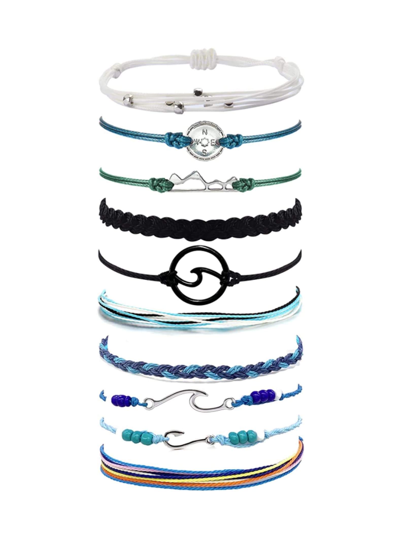 Boho Waterproof Braided Friendship Bracelets for Women & Teen Girls - Pack of Stylish Surfer Wave String Bracelets, Summer Jewelry Gifts for Best Friends, Beach Parties & Music Festivals