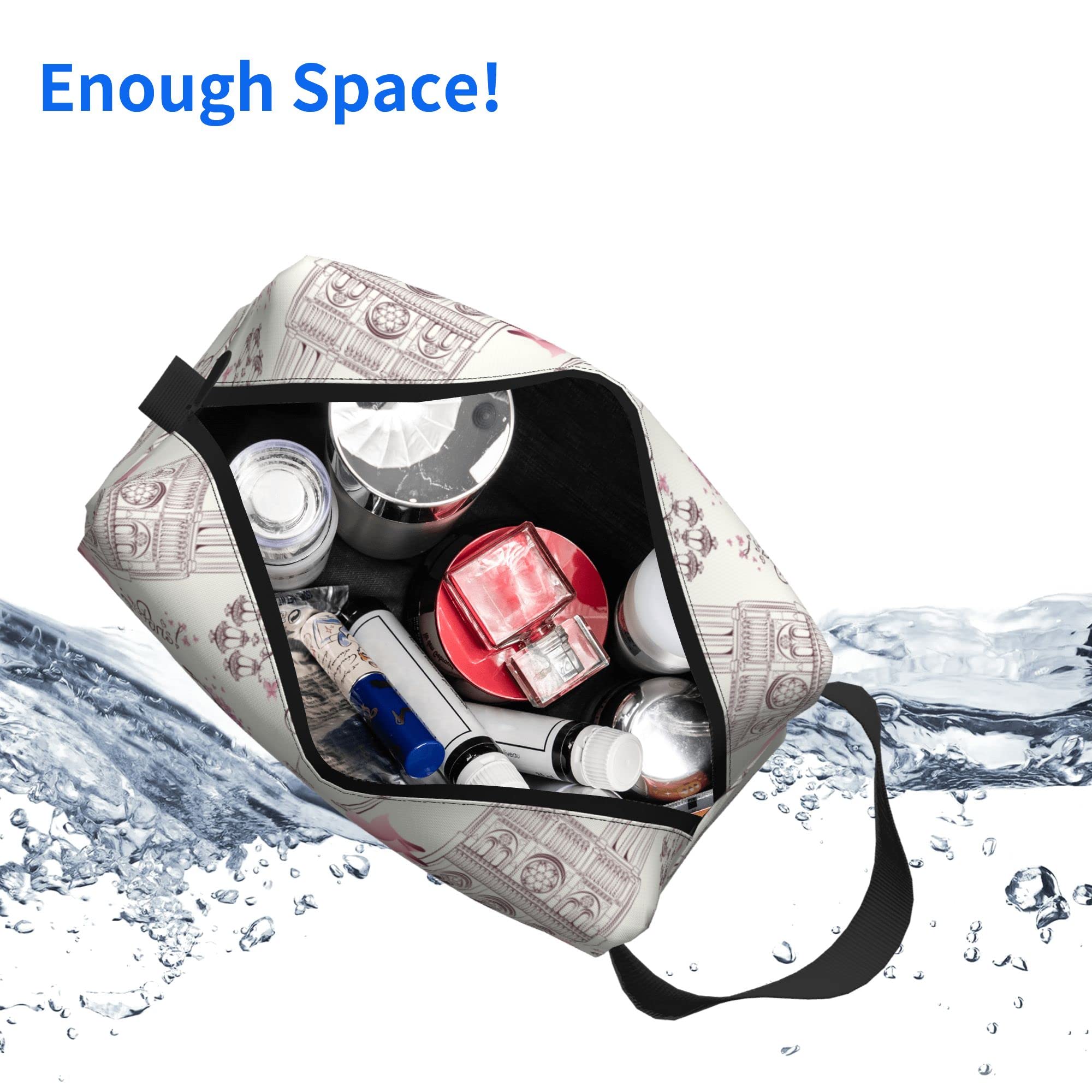 Waterproof Travel Makeup Bag for Women - Portable Cosmetic Pouch & Toiletry Organizer | Fashion Paris Design | Perfect for Vacation, Gym, Business Trips & Daily Essentials Storage