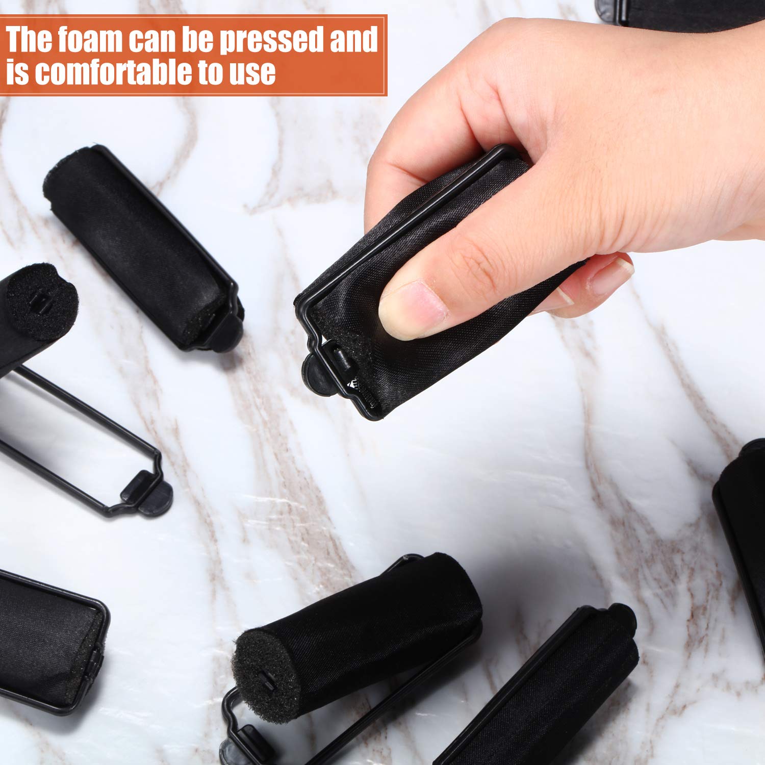 40 Pieces Satin Hair Rollers Set - Silk Foam Rollers with Duck Teeth Clips for Women's Hair Styling (Multi-Size, Black) | Perfect for Home Salon, DIY Curls, and Professional Hairstyling