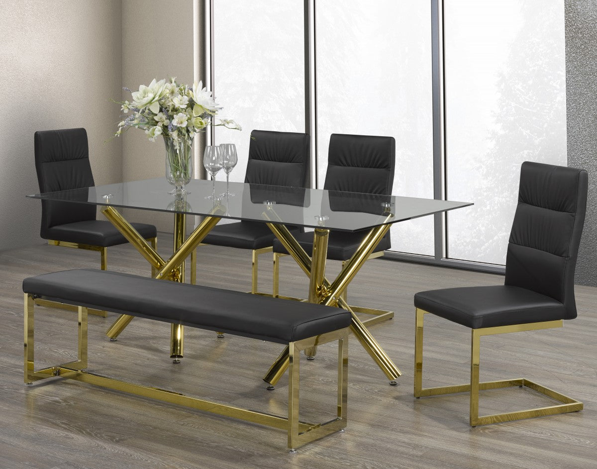 6-Piece Modern Dining Set in Black & Gold - Elegant Kitchen & Dining Room Furniture for Small Spaces & Apartments