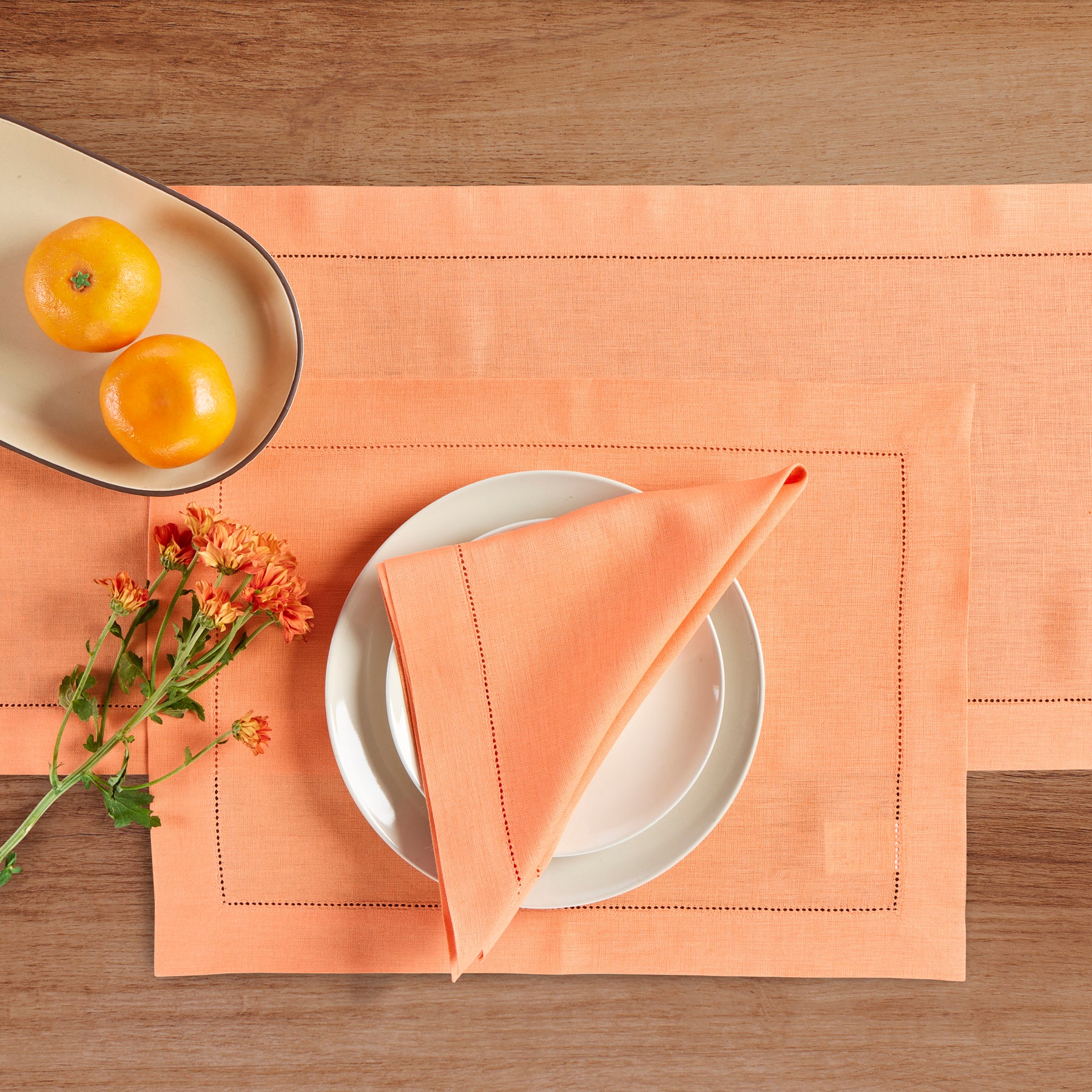 Elegant Classic Hemstitch Placemats Set of 4 - Premium Linen Table Mats for Dining Room Decor, Wedding & Holiday Table Setting - Perfect for Formal Dinner Parties & Home Decor