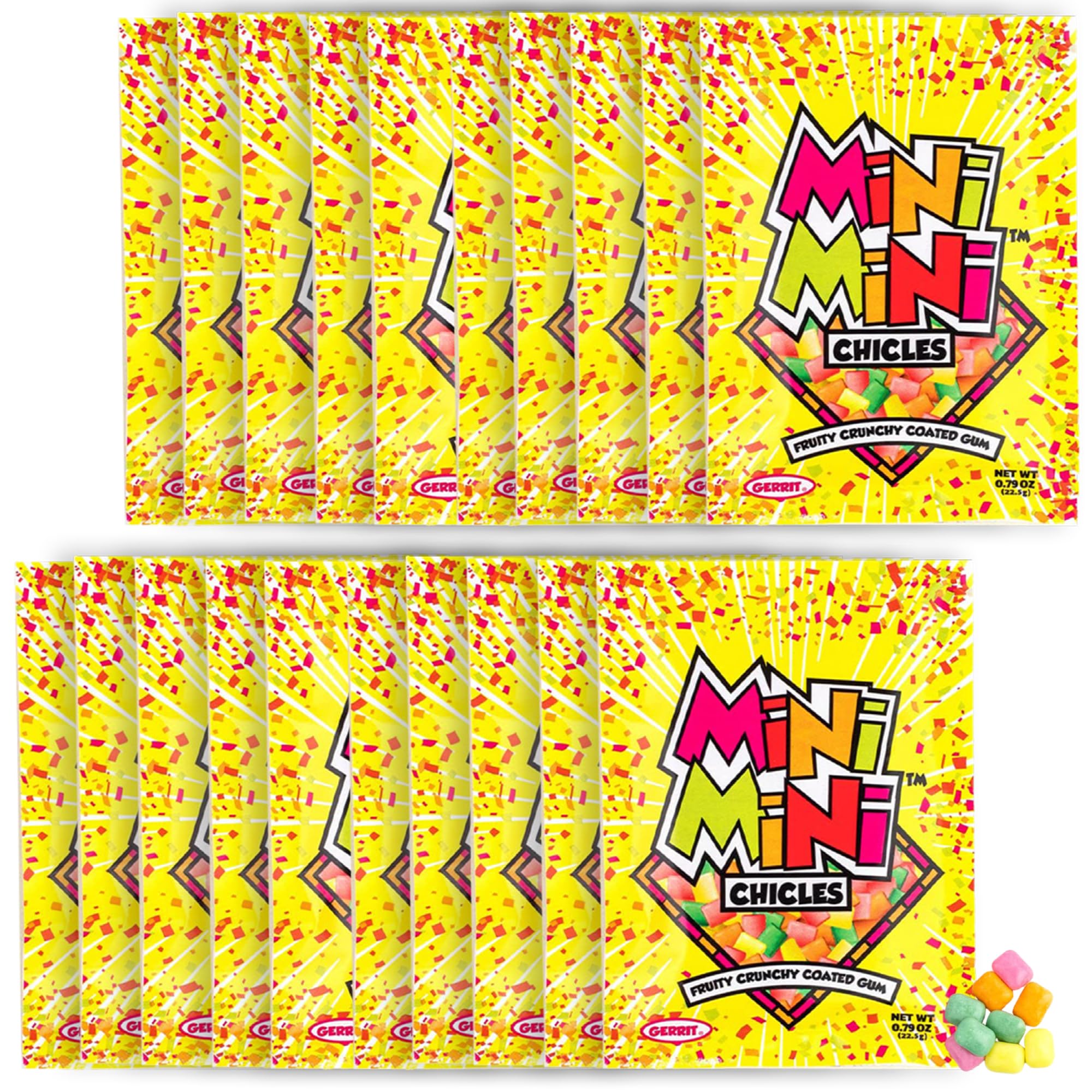 Gerrit's Mini-Mini Chewing Gum - 20 Pack of 0.79oz Fruit Flavored Chiclets - Original Bubble Gum Candy for Fresh Breath - Perfect for School, Office, Travel and On-the-Go Snacking