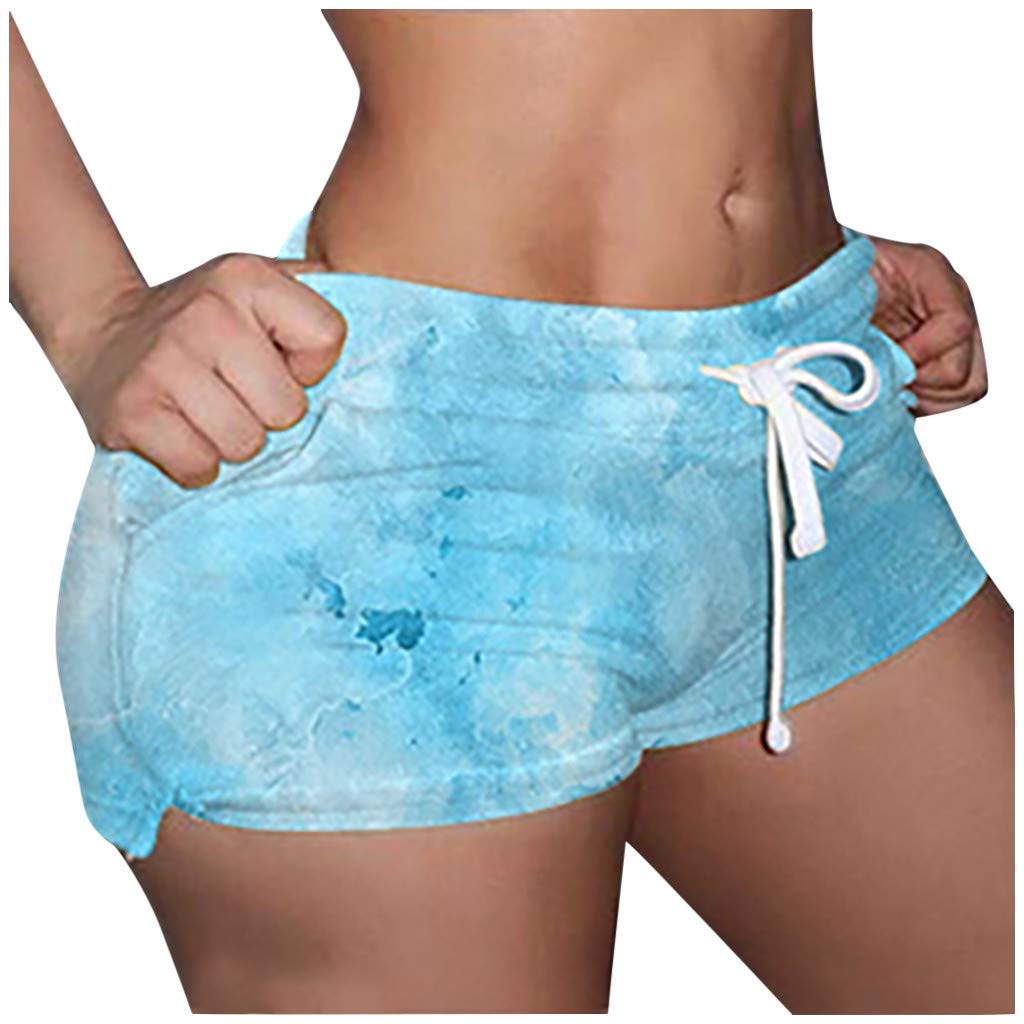 Women's Tie-Dye Printed Casual Shorts with Pockets & Lace-Up Detail - Loose Fit Biker Shorts for Yoga, Running, Gym & Summer Outfits
