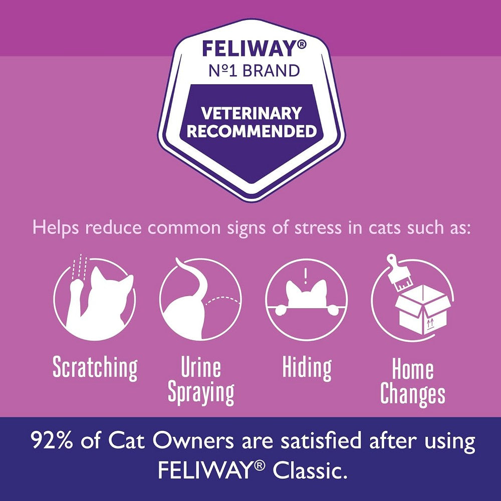 Feliway Classic Cat Calming Diffuser & Refill - Reduce Stress & Anxiety in Cats - Perfect for Multi-Cat Homes, Vet Visits & Travel