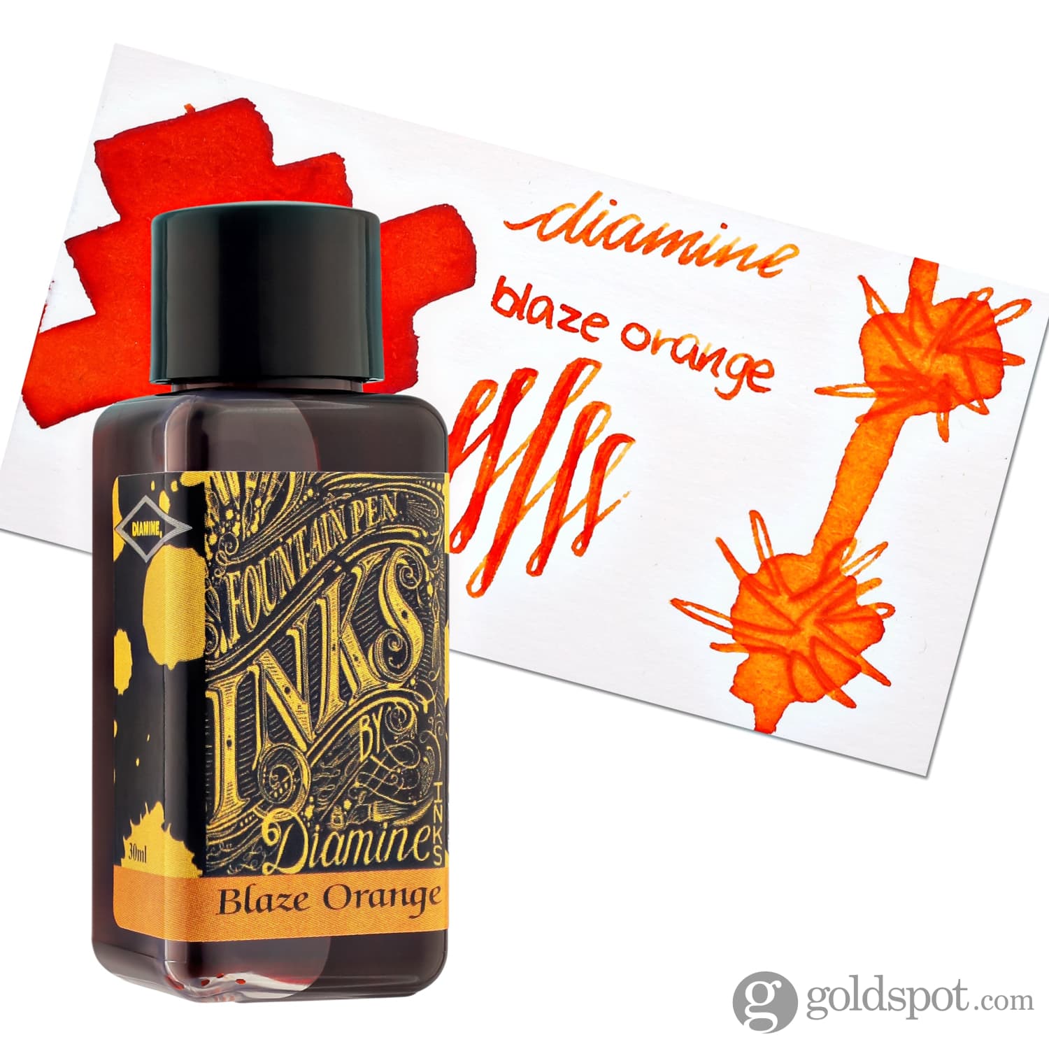 Diamine Classic Blaze Orange Fountain Pen Ink - 30ml Bottle for Calligraphy, Writing & Art Projects - Vibrant Orange Ink for Pens, Markers & Dip Nibs