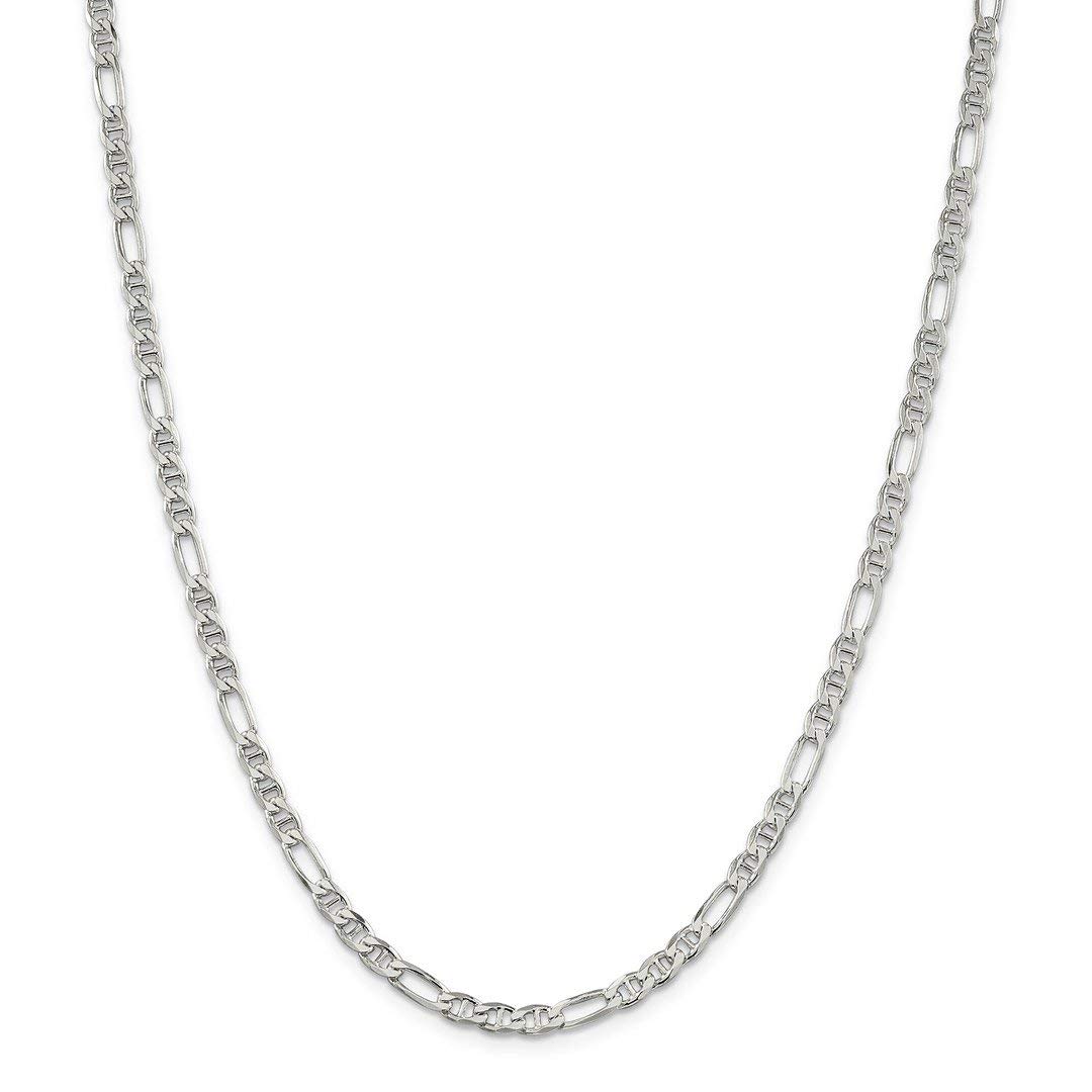 925 Sterling Silver 3.75mm Figaro Link Anchor Chain Necklace - 16 Inch Women's Jewelry with Pendant Charm - Elegant Gift for Her - Perfect for Everyday Wear, Special Occasions & Gifts