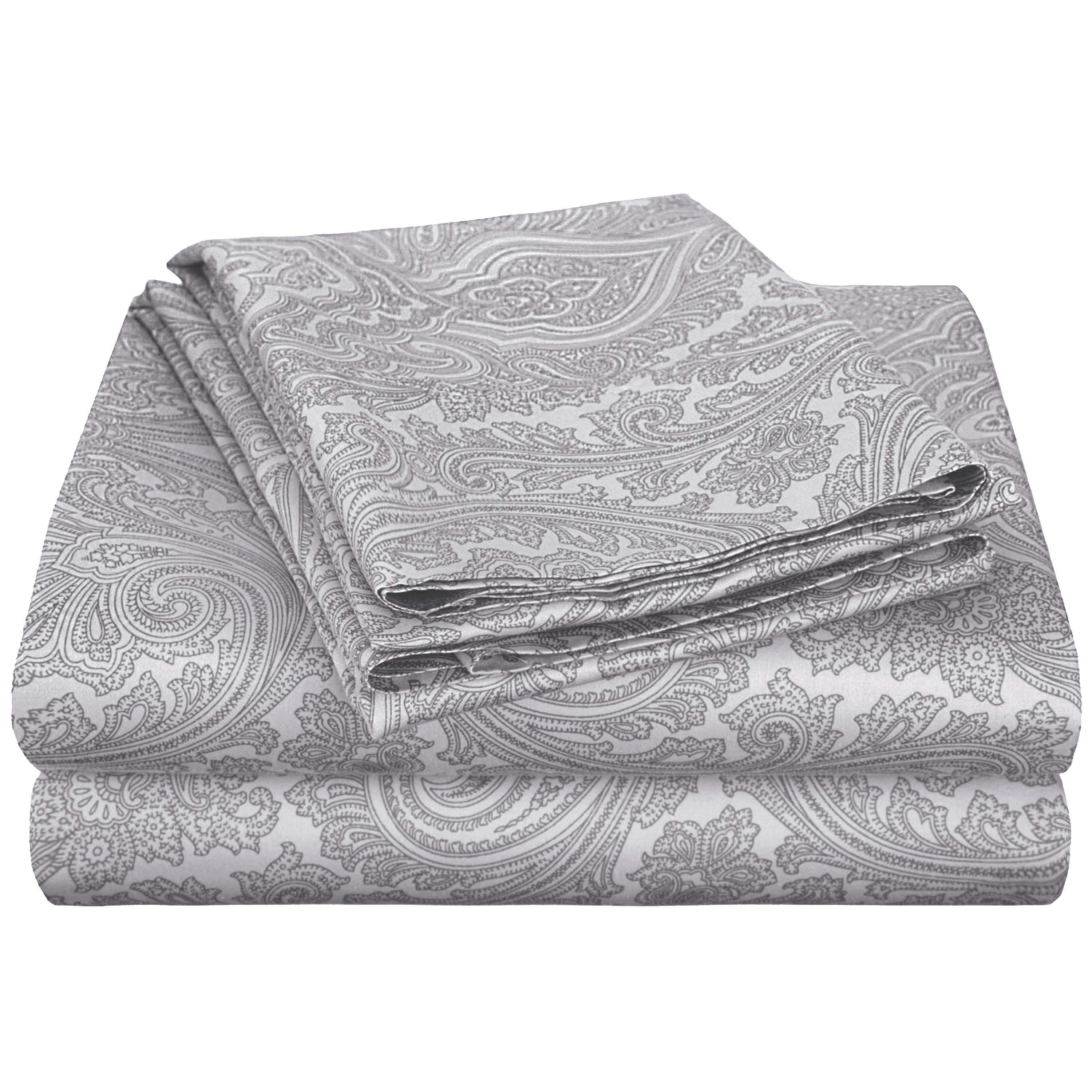 Italian Paisley Cotton Blend 600 Thread Count Deep Pocket Sheet Set - Queen Size Bedding for Luxury Comfort - Perfect for Master Bedroom, Guest Room & Airbnb