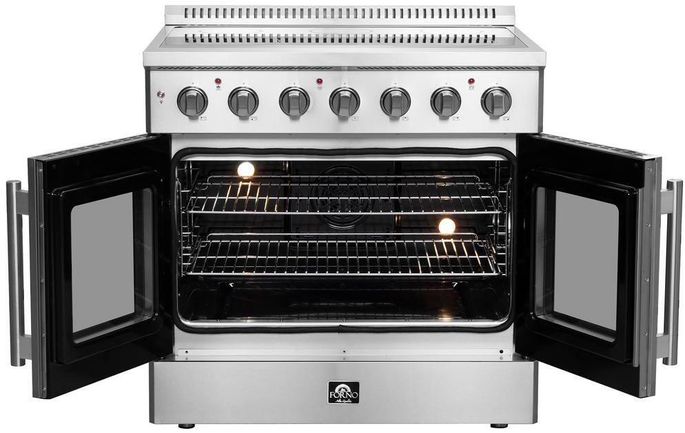 Forno Galiano 36-inch French Door Freestanding All Electric Range - Stainless Steel FFSEL6917 | Professional Kitchen Appliance for Home Chefs & Baking Enthusiasts